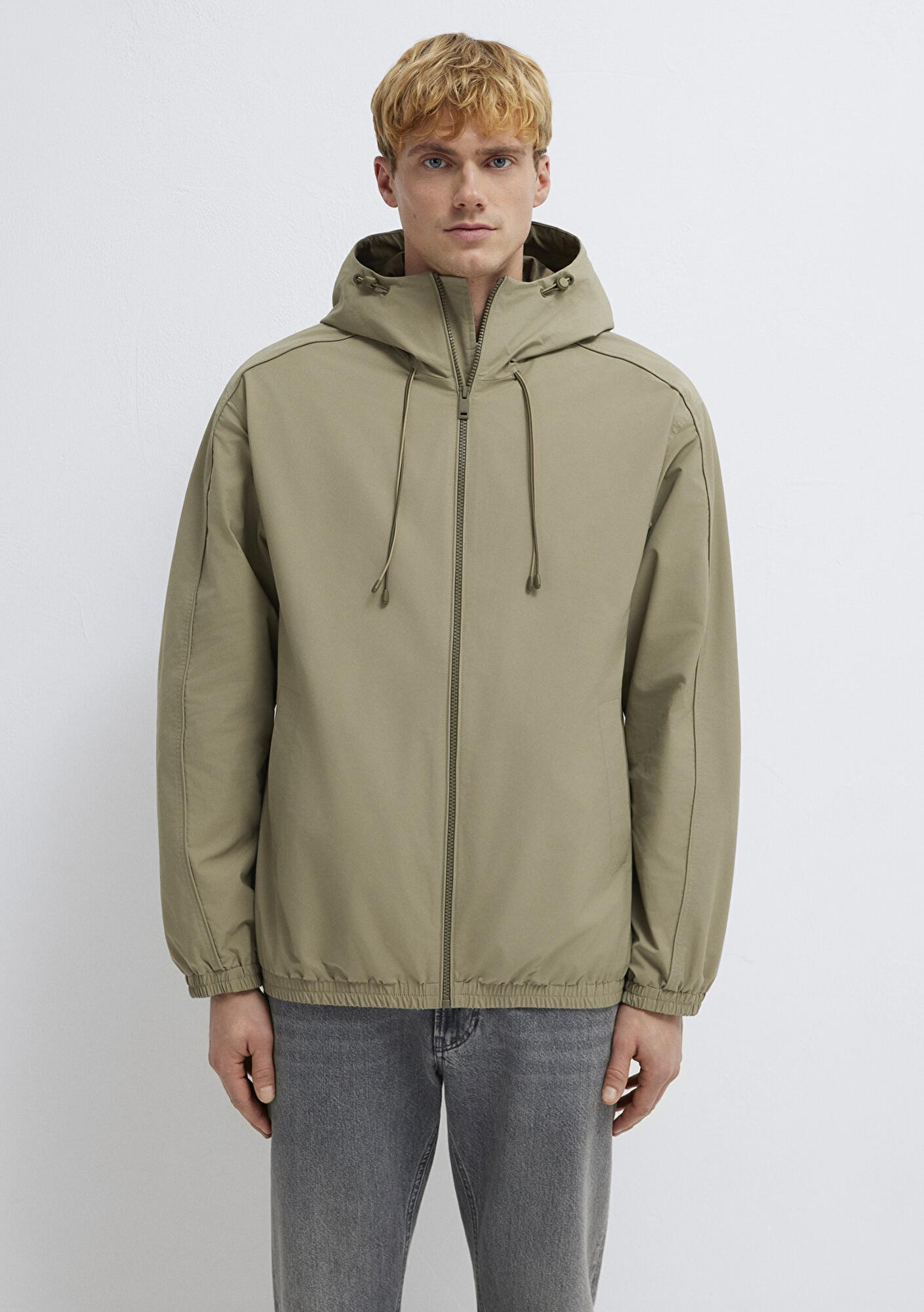 Mavi Kapüşonlu Yeşil Ceket Loose Fit / Bol Rahat Kesim 0110818-86749