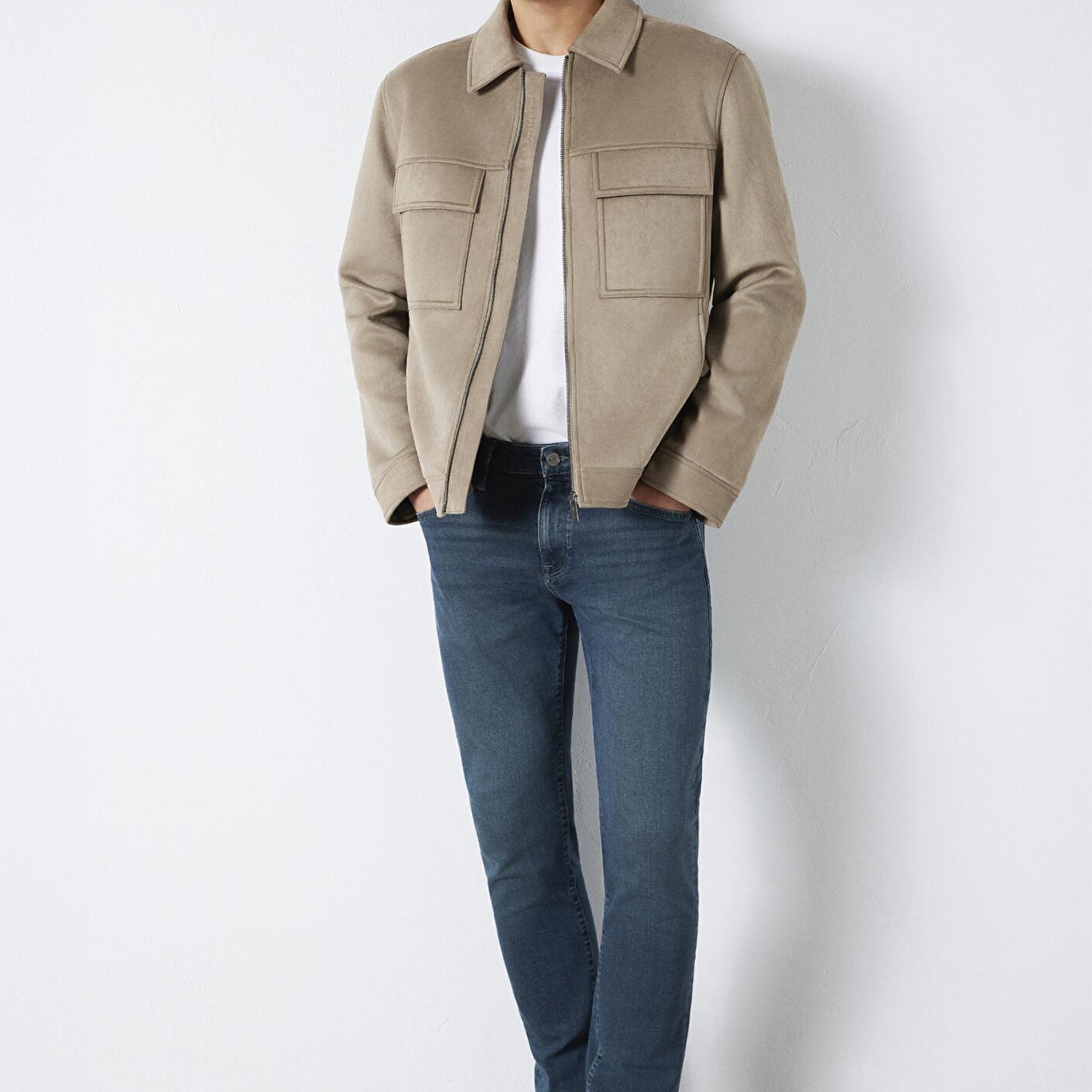 Mavi Mavi Black Cep Detaylı Bej Suni Deri Ceket Regular Fit / Normal Kesim 0110783-80697