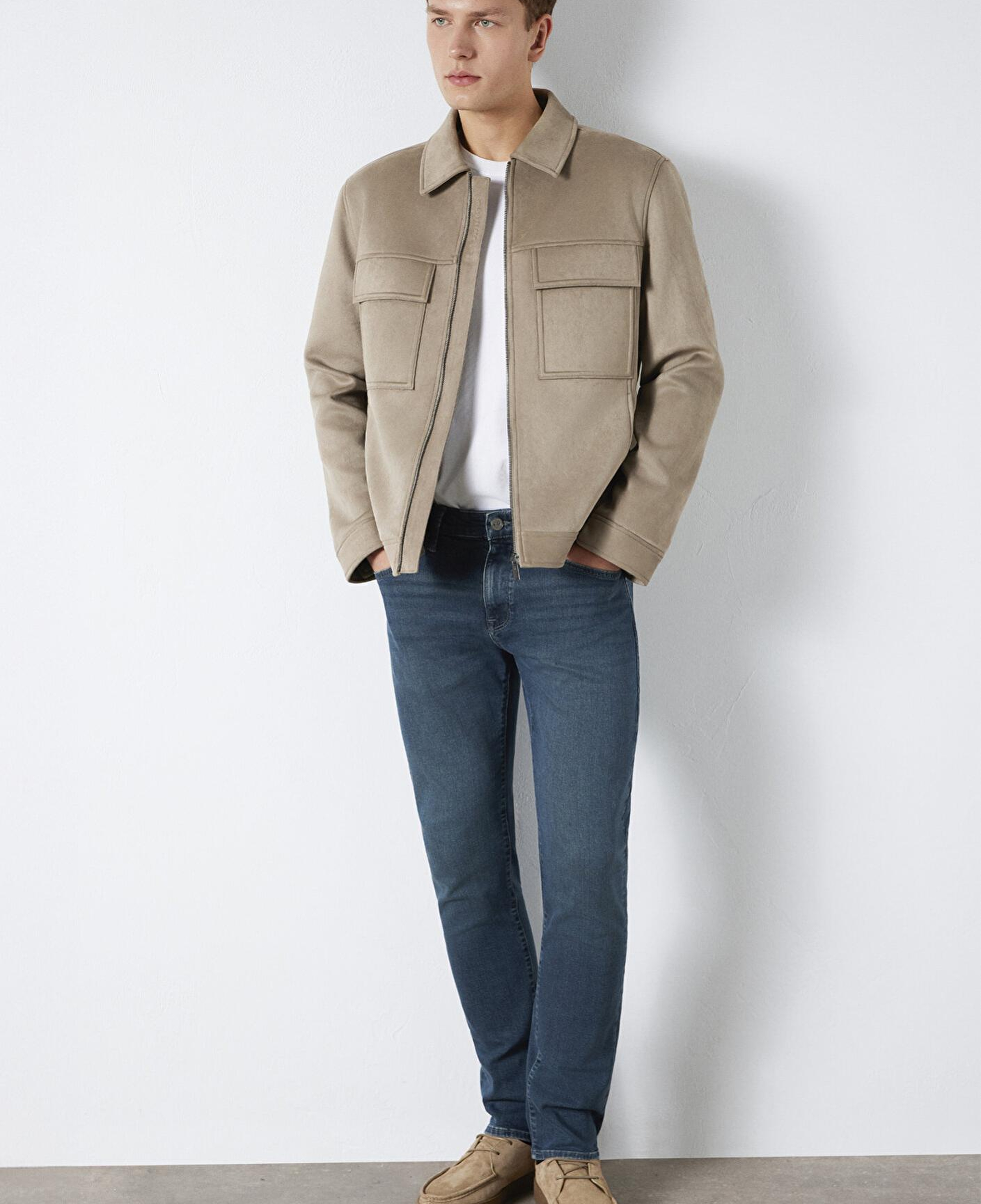 Mavi Mavi Black Cep Detaylı Bej Suni Deri Ceket Regular Fit / Normal Kesim 0110783-80697