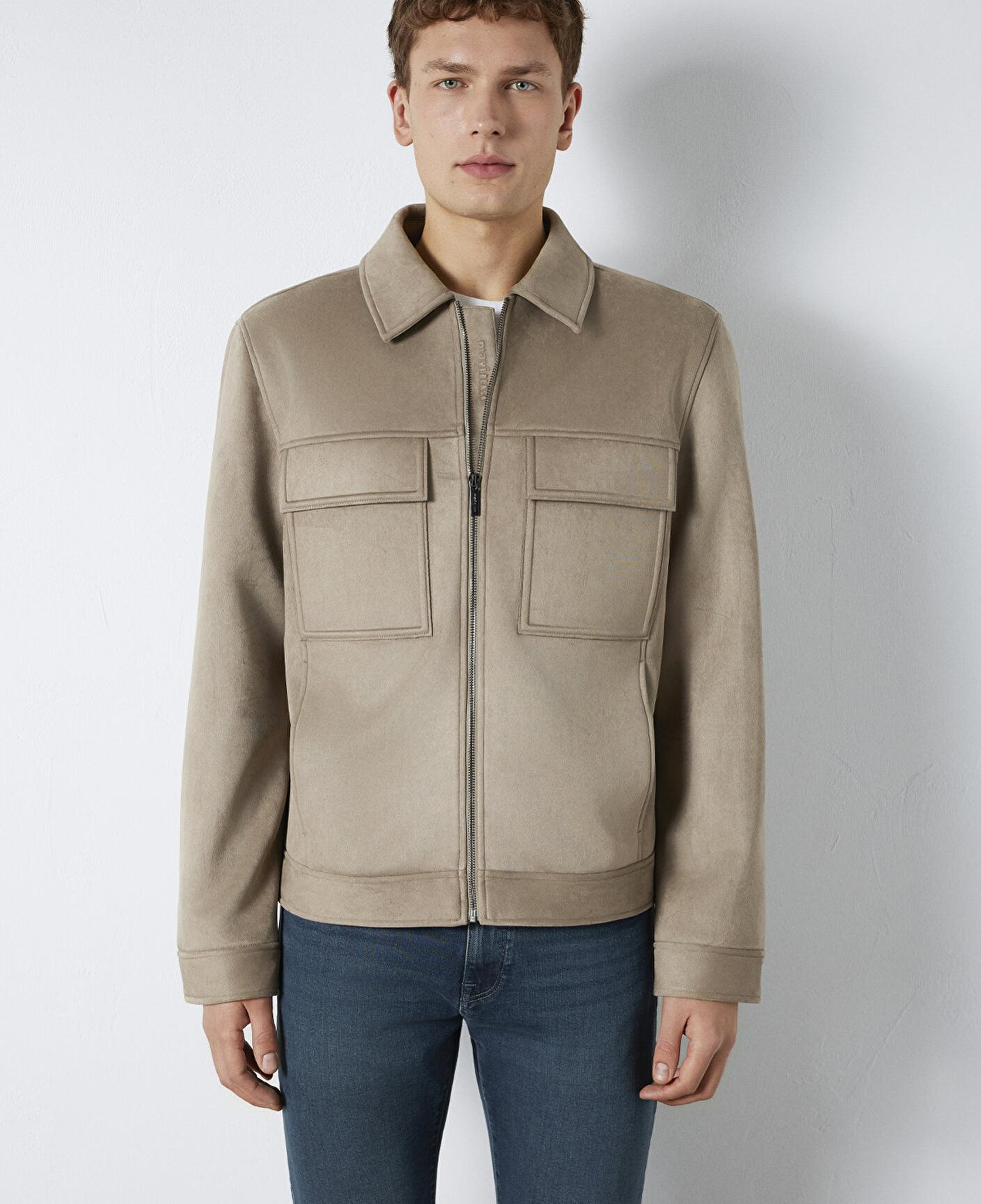 Mavi Mavi Black Cep Detaylı Bej Suni Deri Ceket Regular Fit / Normal Kesim 0110783-80697