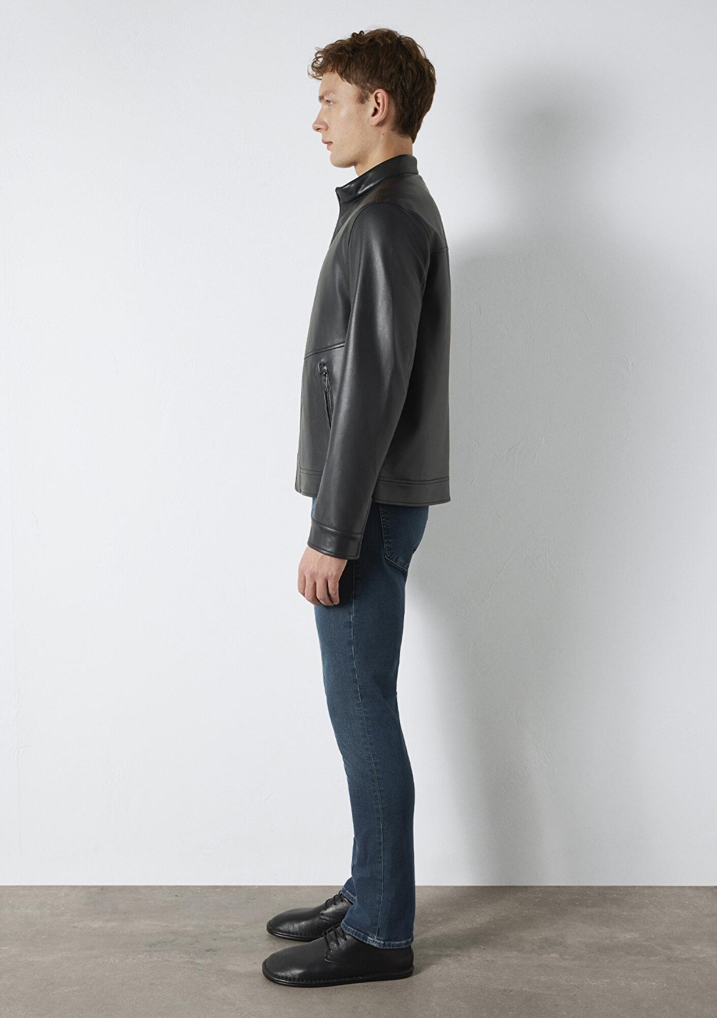 Mavi Siyah Suni Deri Ceket Slim Fit / Dar Kesim 0110789-71379