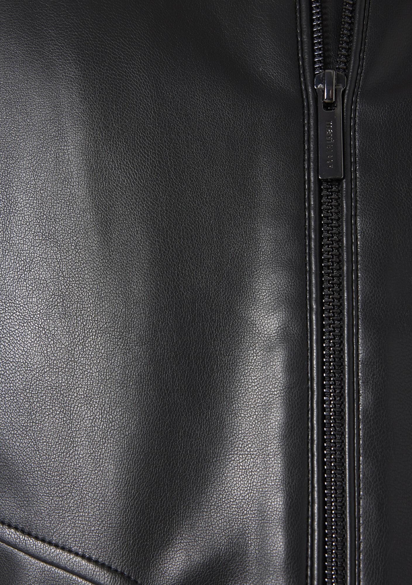 Mavi Siyah Suni Deri Ceket Slim Fit / Dar Kesim 0110789-71379