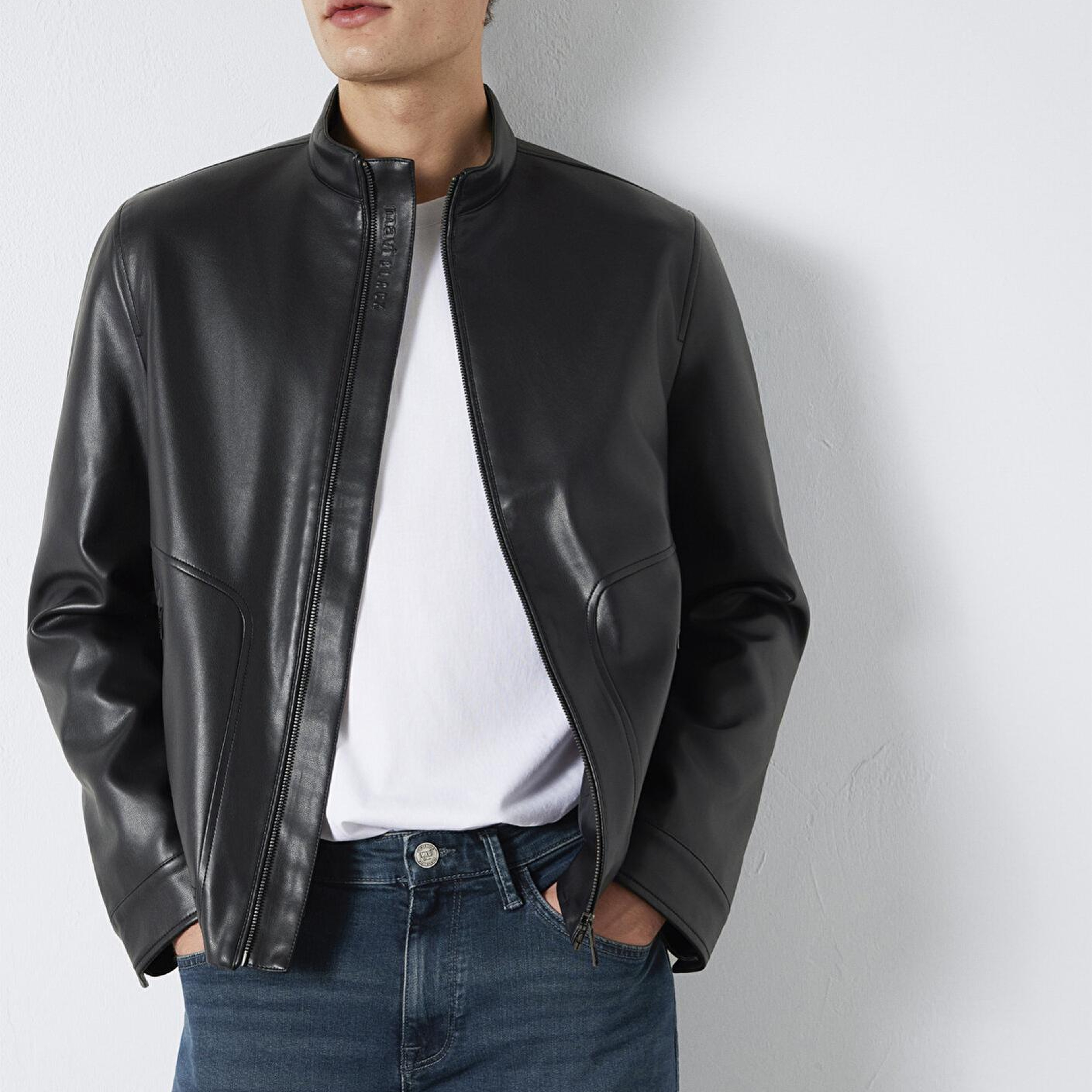 Mavi Siyah Suni Deri Ceket Slim Fit / Dar Kesim 0110789-71379