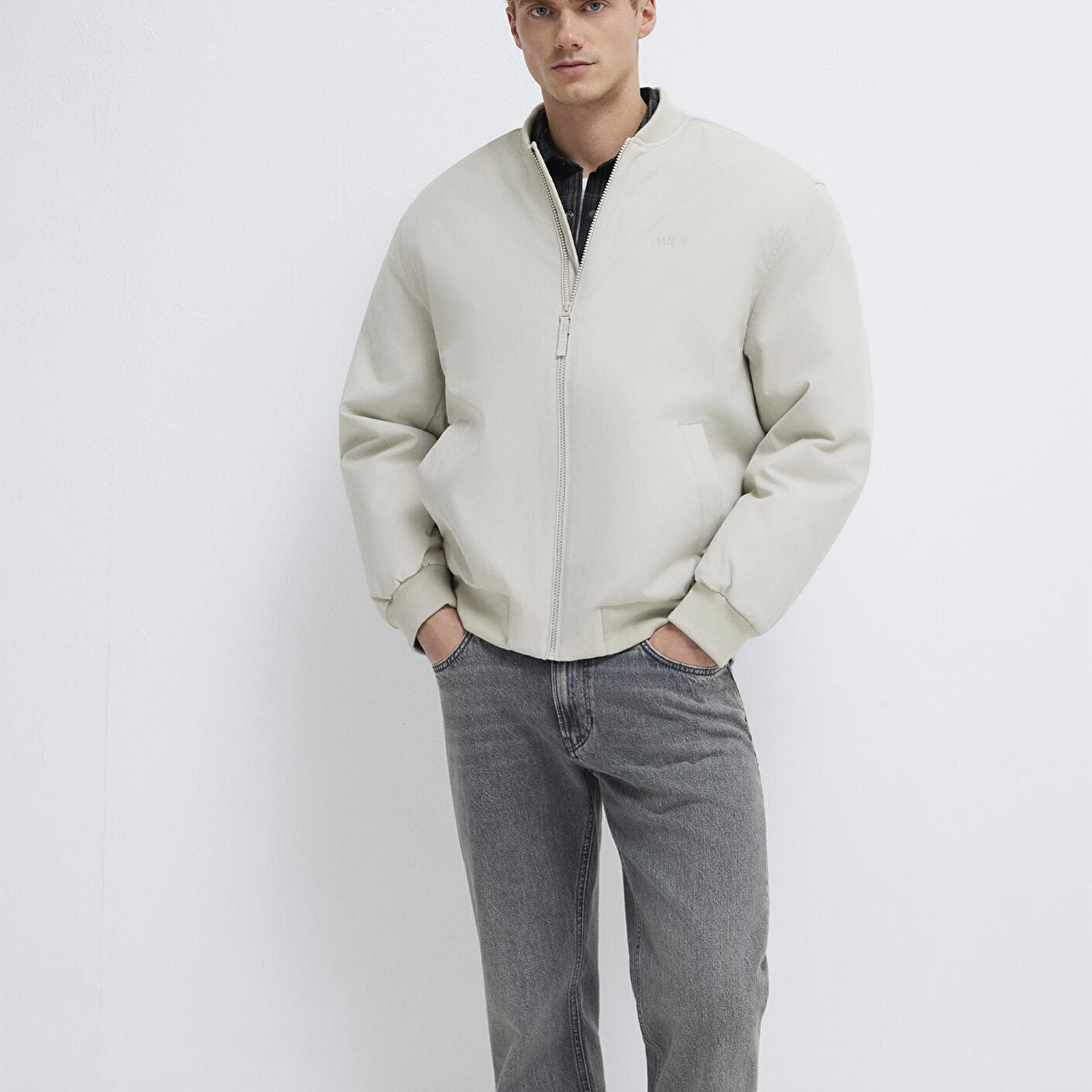 Mavi Mavi Logo Nakışlı Gri Bomber Ceket 0110774-70144