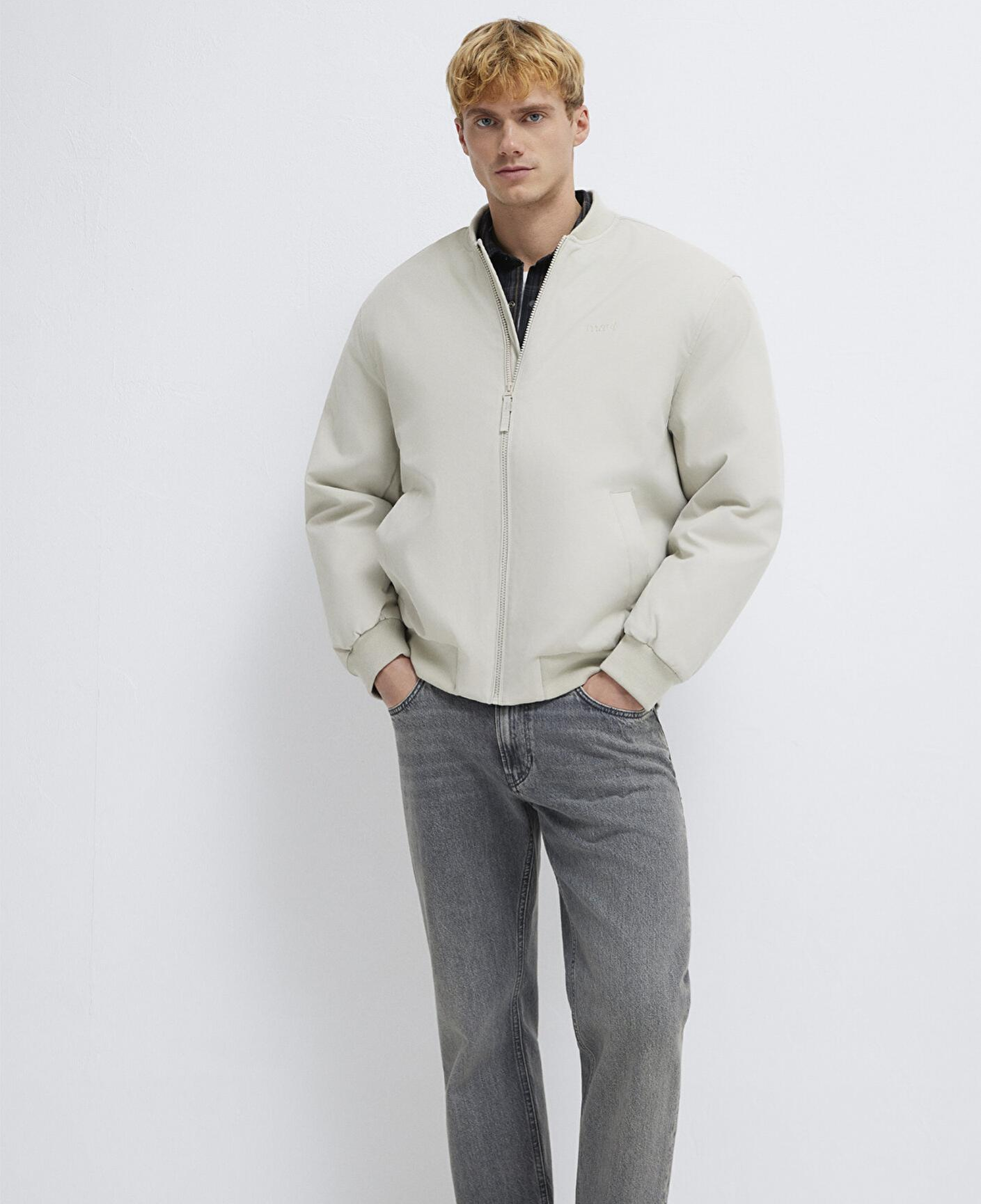 Mavi Mavi Logo Nakışlı Gri Bomber Ceket 0110774-70144