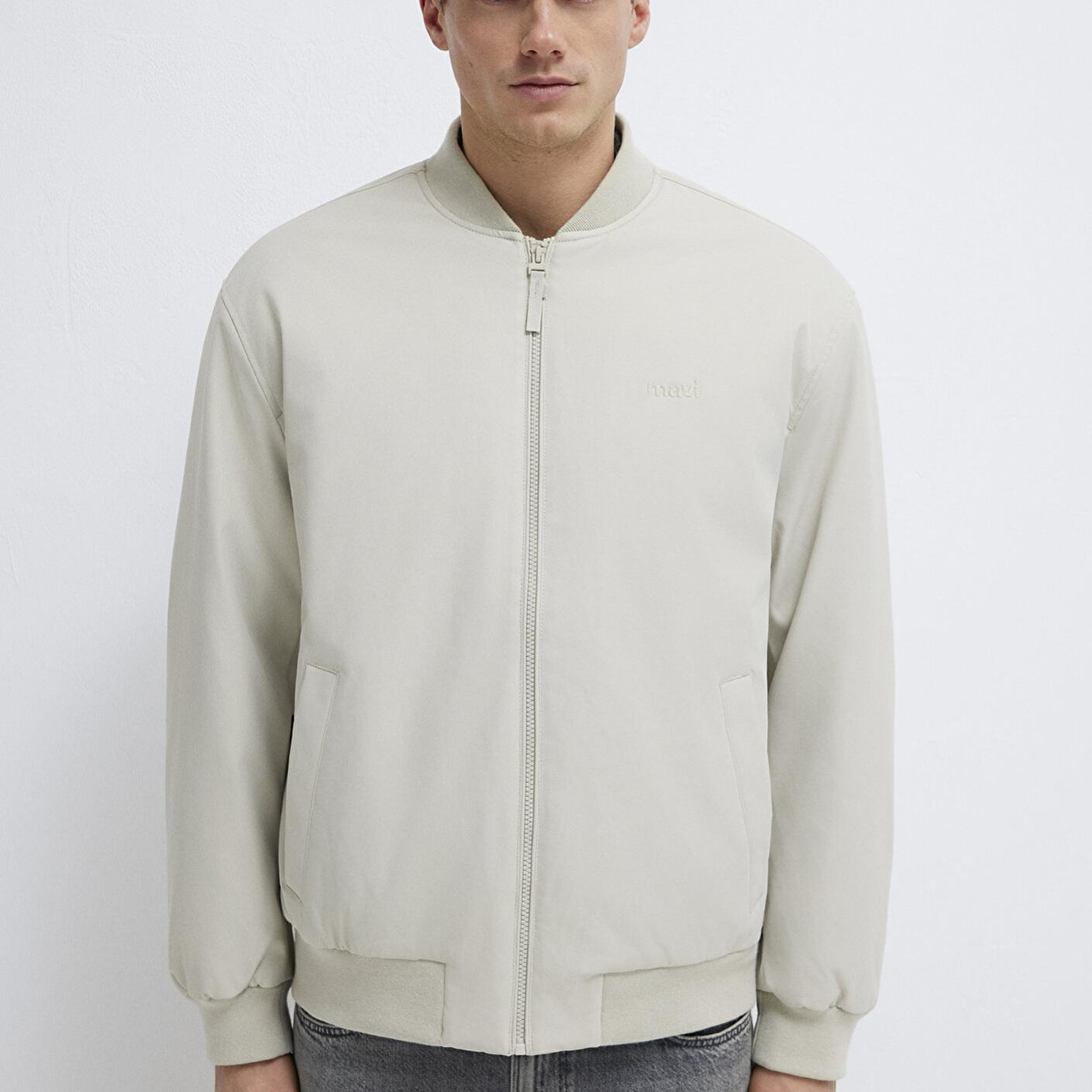 Mavi Mavi Logo Nakışlı Gri Bomber Ceket 0110774-70144