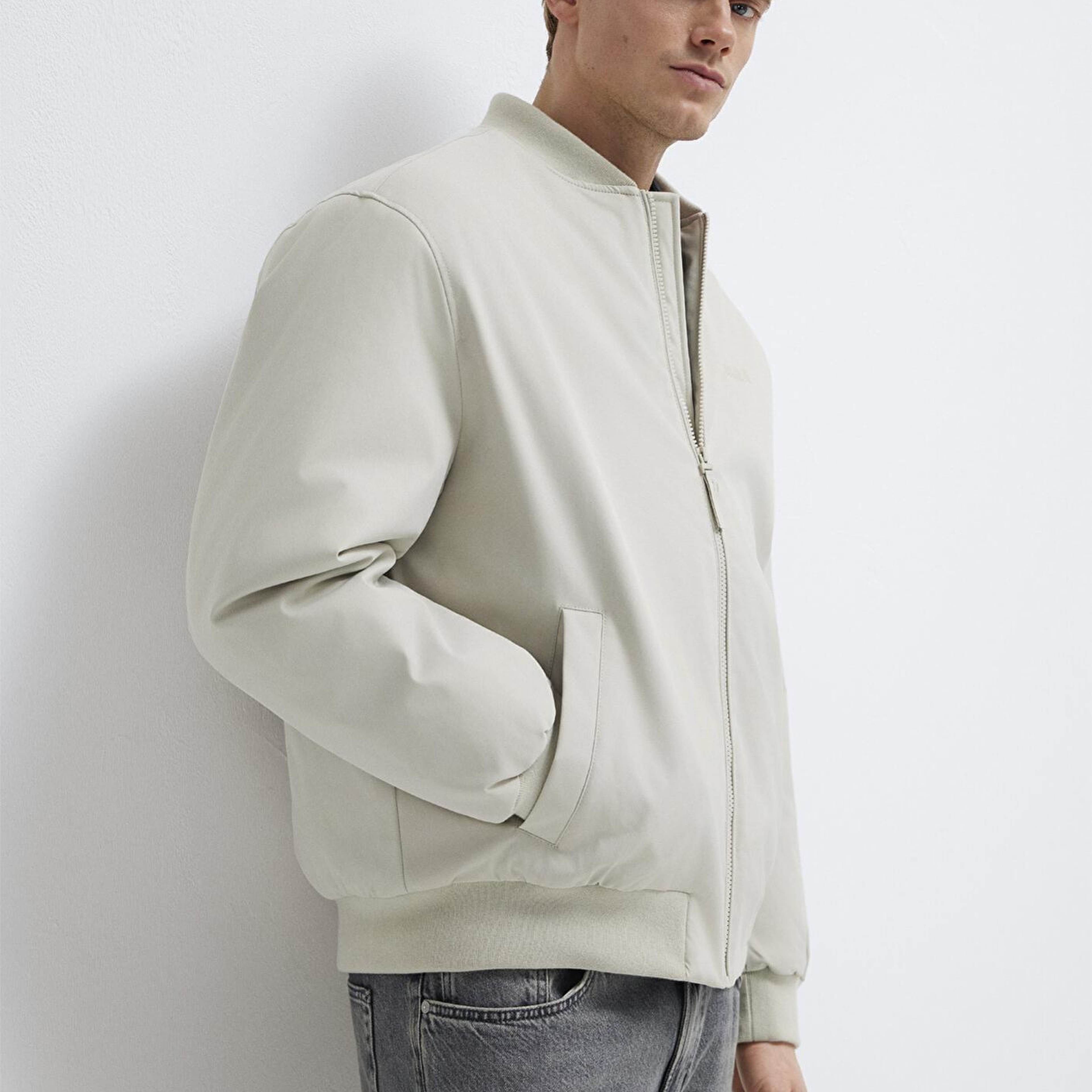 Mavi Mavi Logo Nakışlı Gri Bomber Ceket 0110774-70144