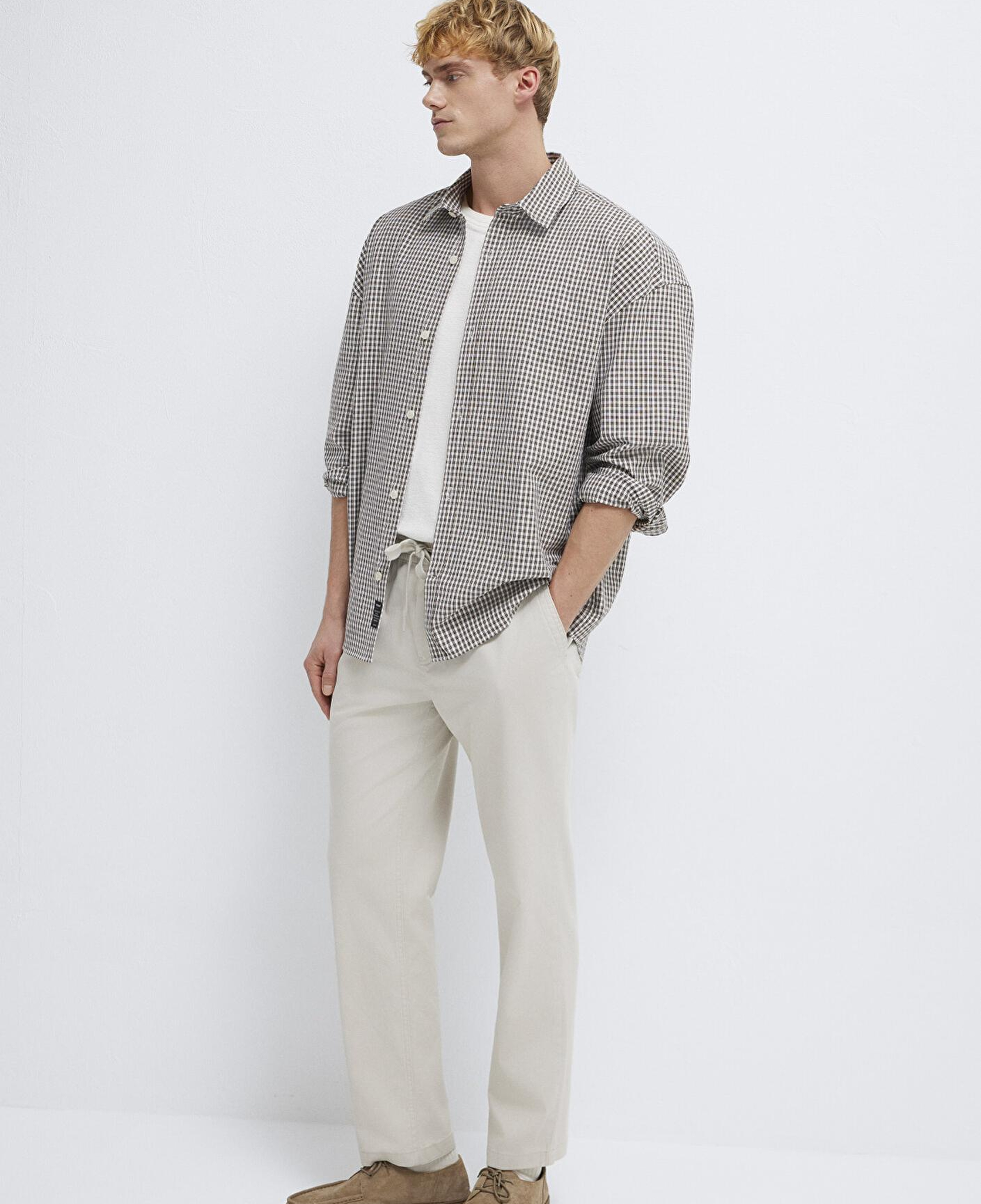 Mavi Kahverengi Ekose Gömlek Oversize / Geniş Kesim 0211870-91413