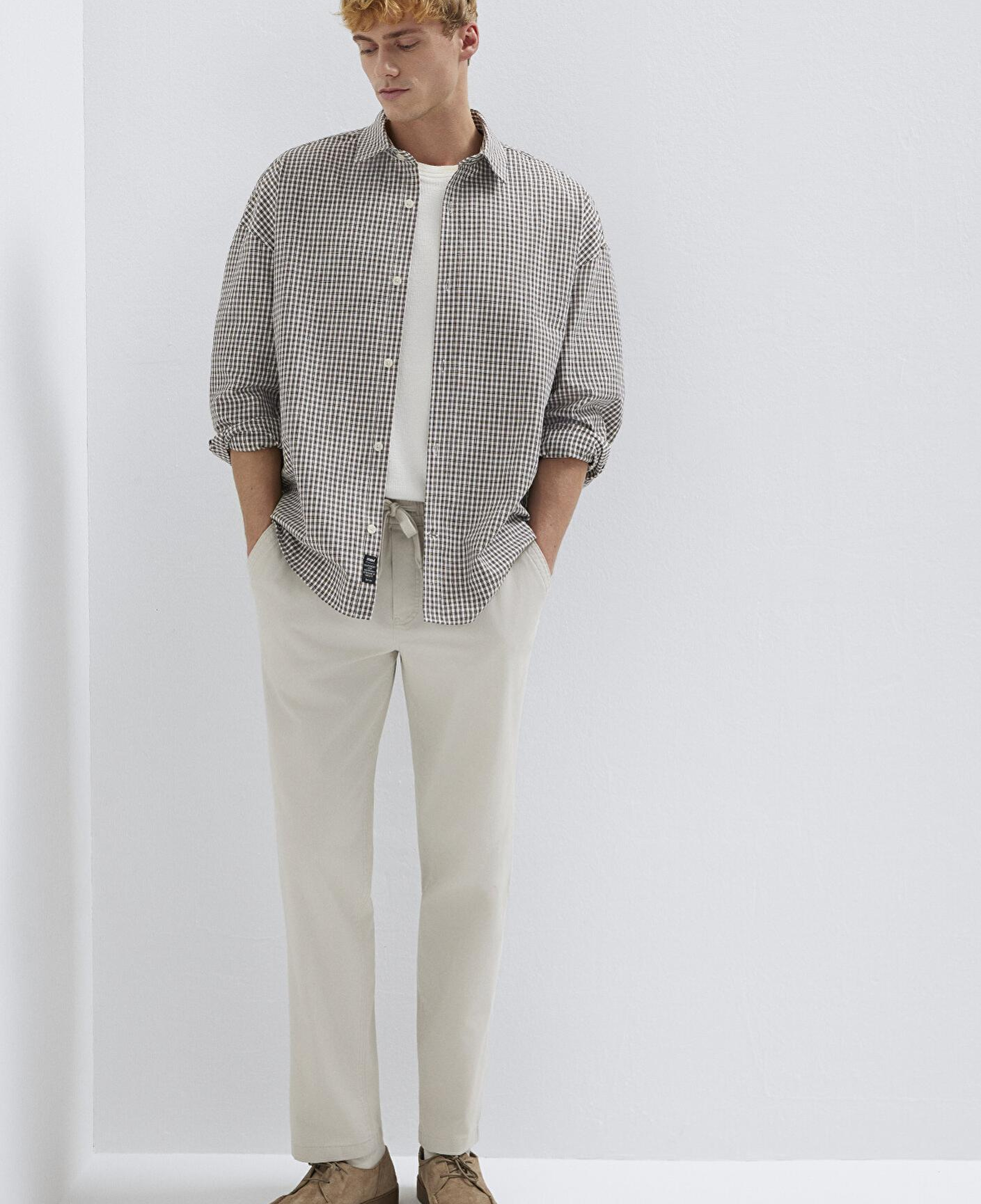 Mavi Kahverengi Ekose Gömlek Oversize / Geniş Kesim 0211870-91413