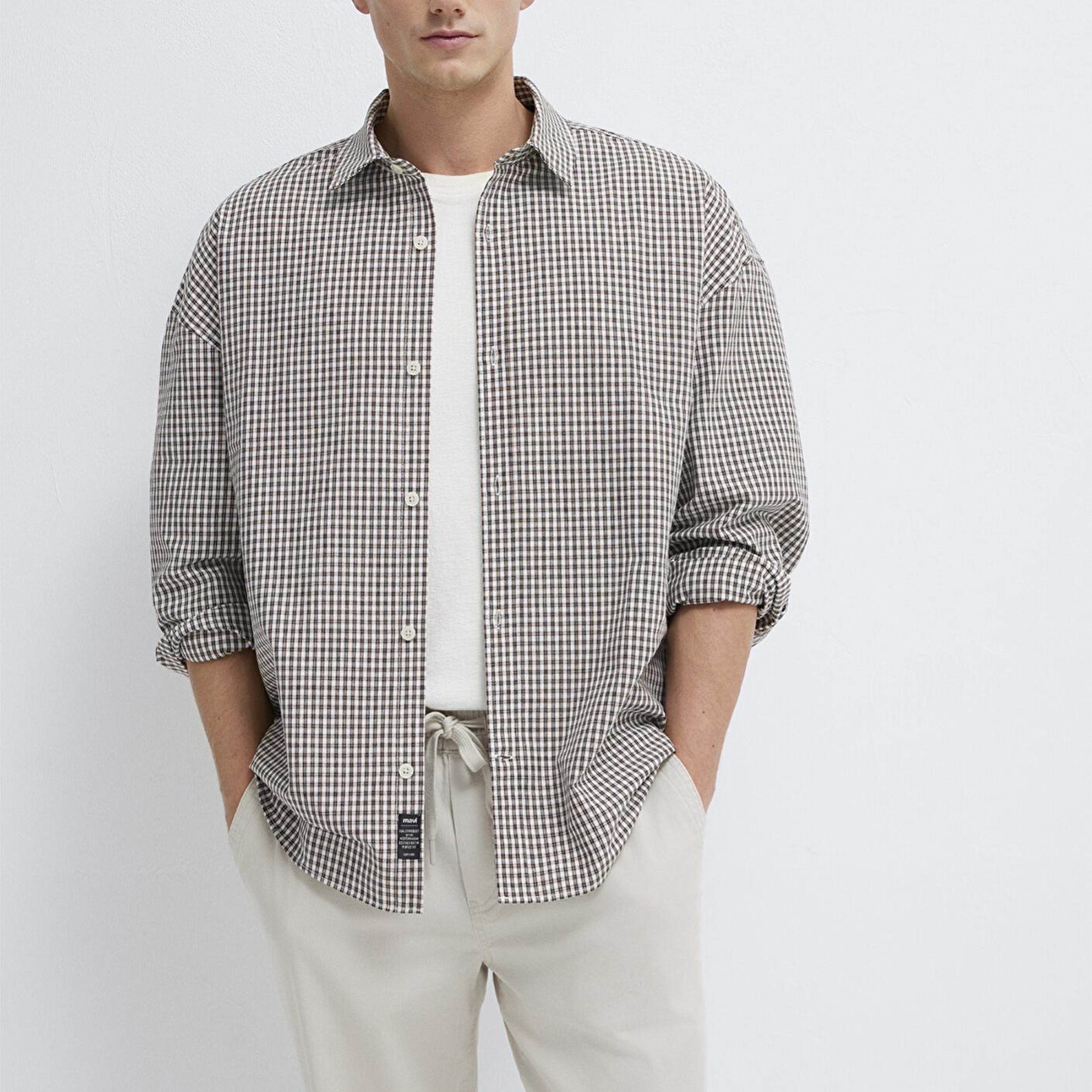 Mavi Kahverengi Ekose Gömlek Oversize / Geniş Kesim 0211870-91413