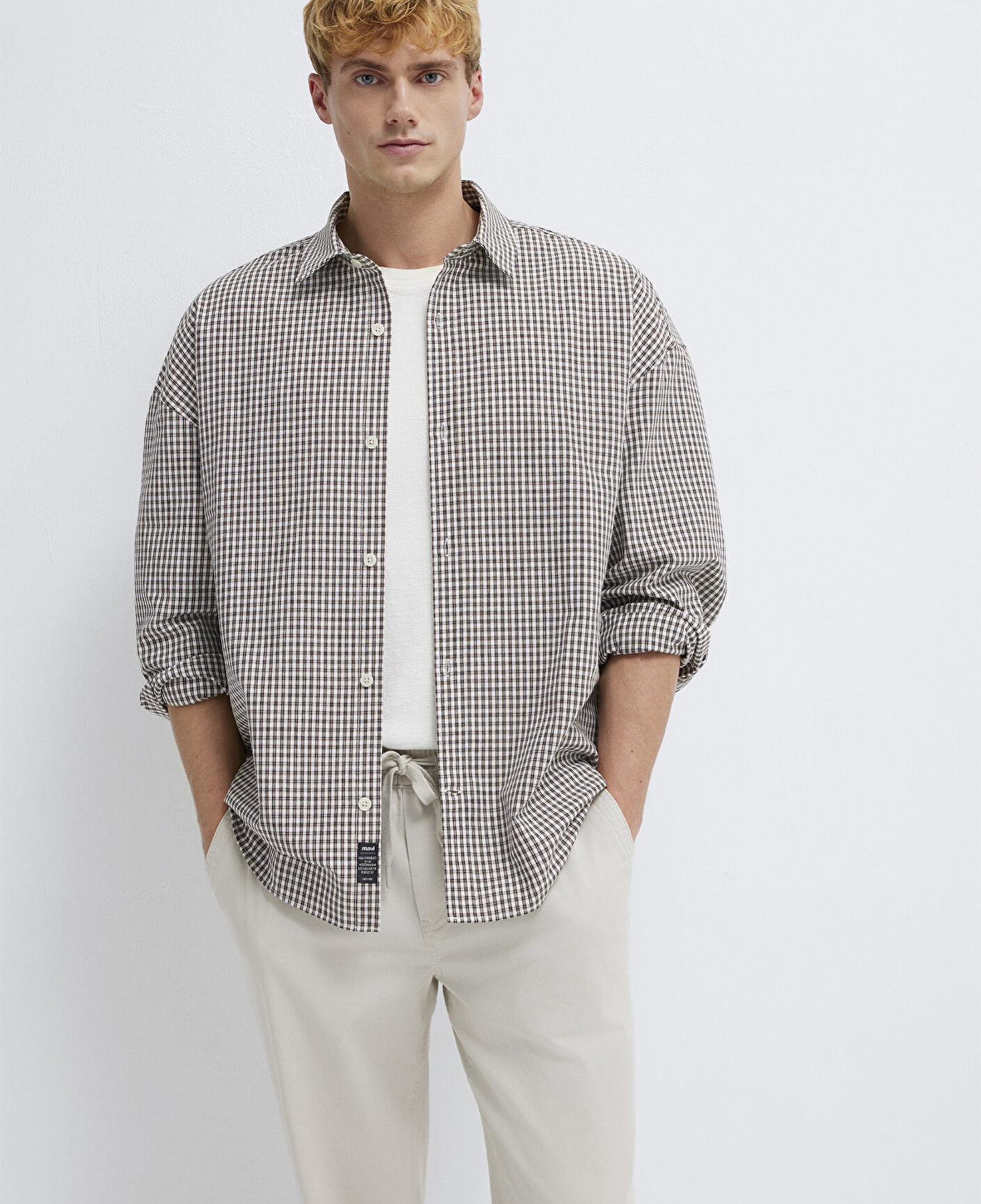 Mavi Kahverengi Ekose Gömlek Oversize / Geniş Kesim 0211870-91413