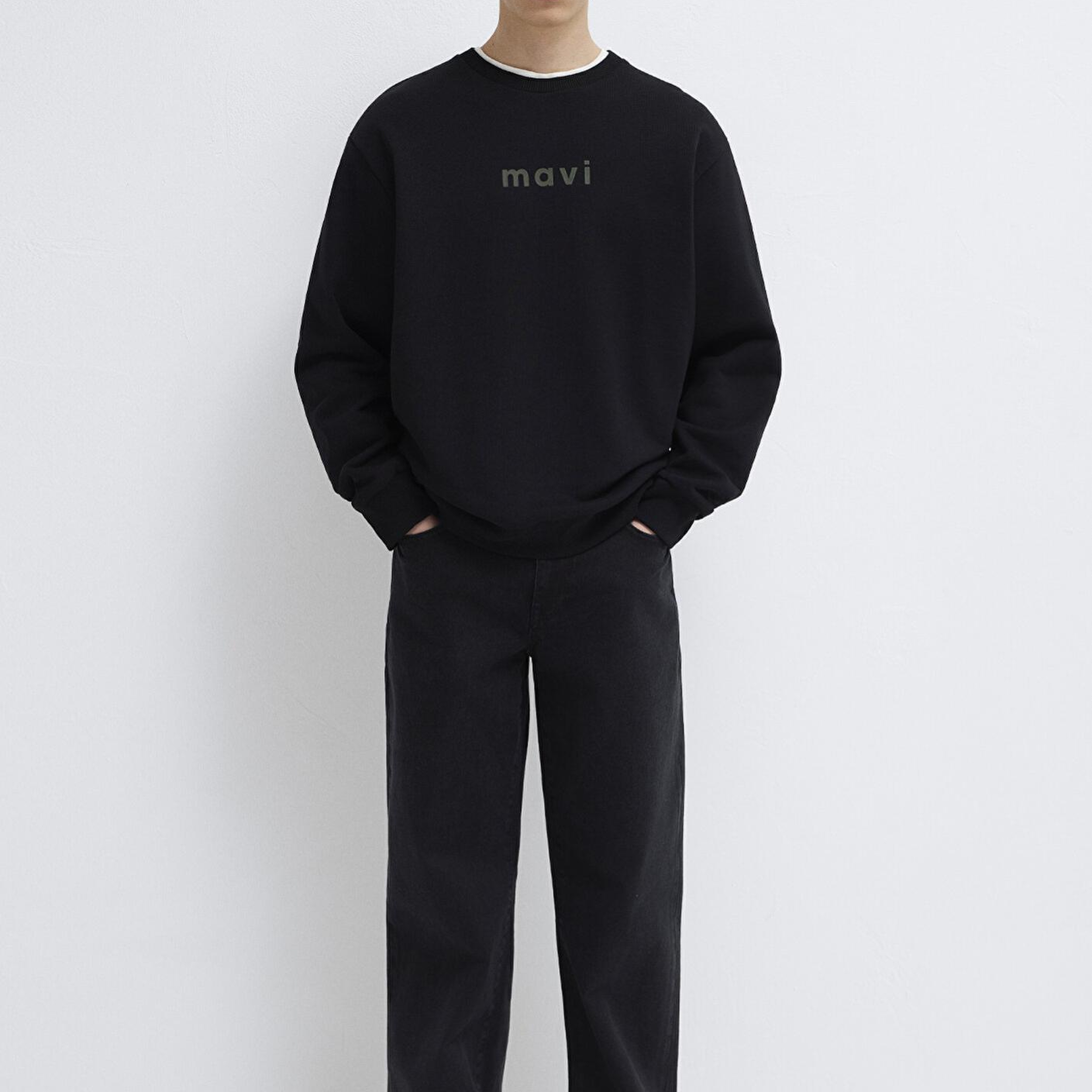 Mavi Mavi Logo Baskılı Siyah Sweatshirt 0S10556-900