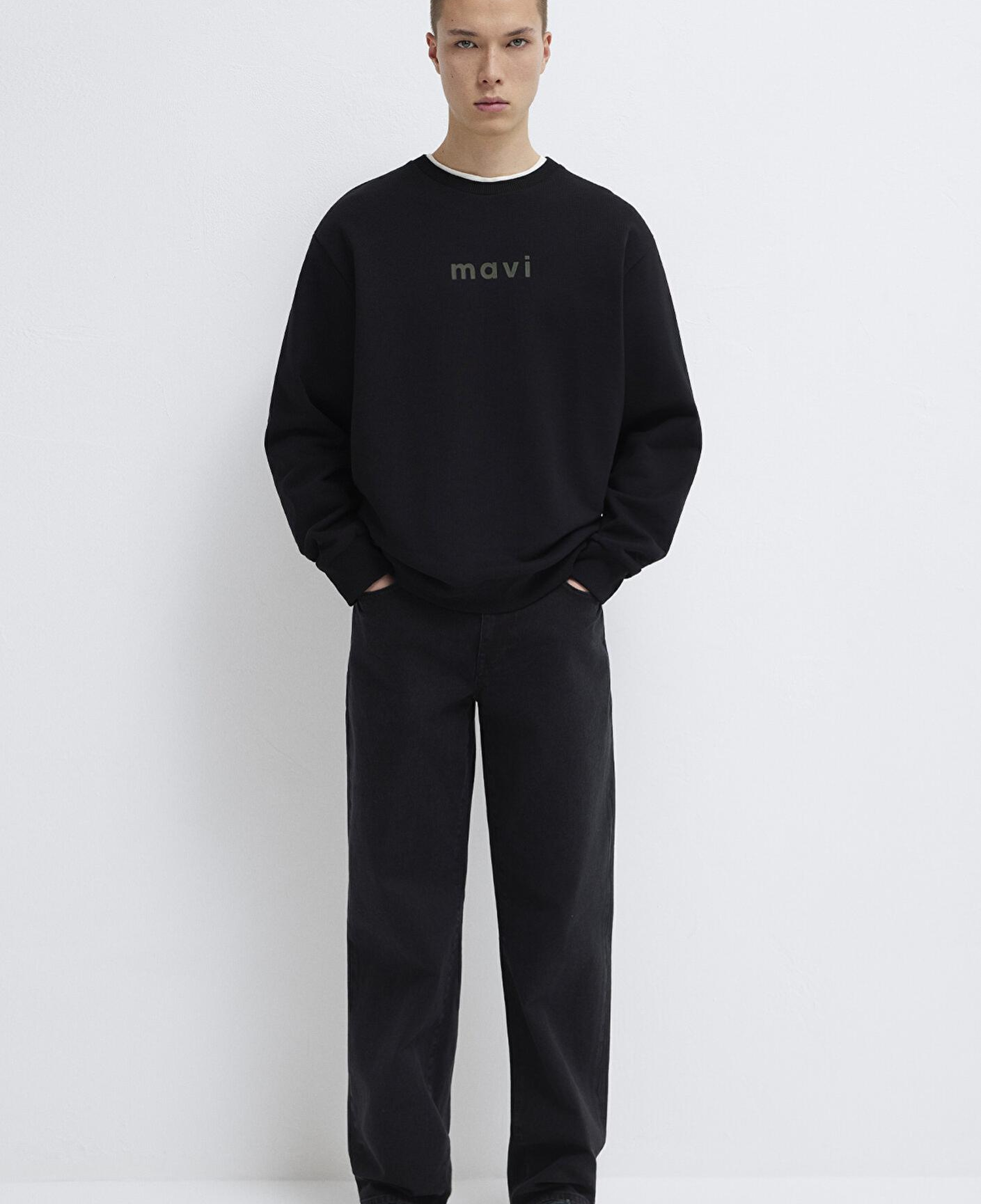 Mavi Mavi Logo Baskılı Siyah Sweatshirt 0S10556-900