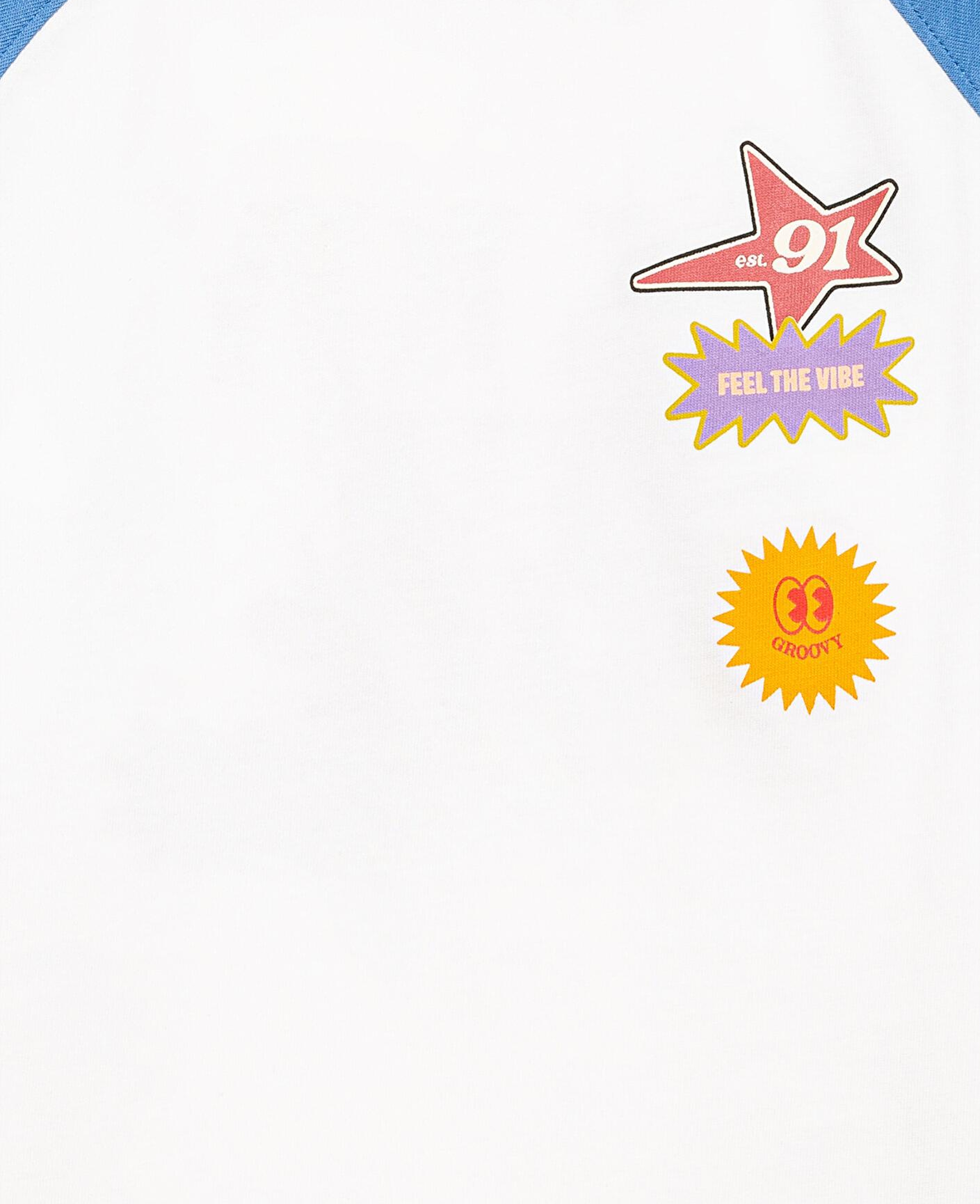 Mavi Baskılı Ekru Tişört Loose Fit / Bol Rahat Kesim 6610410-70057