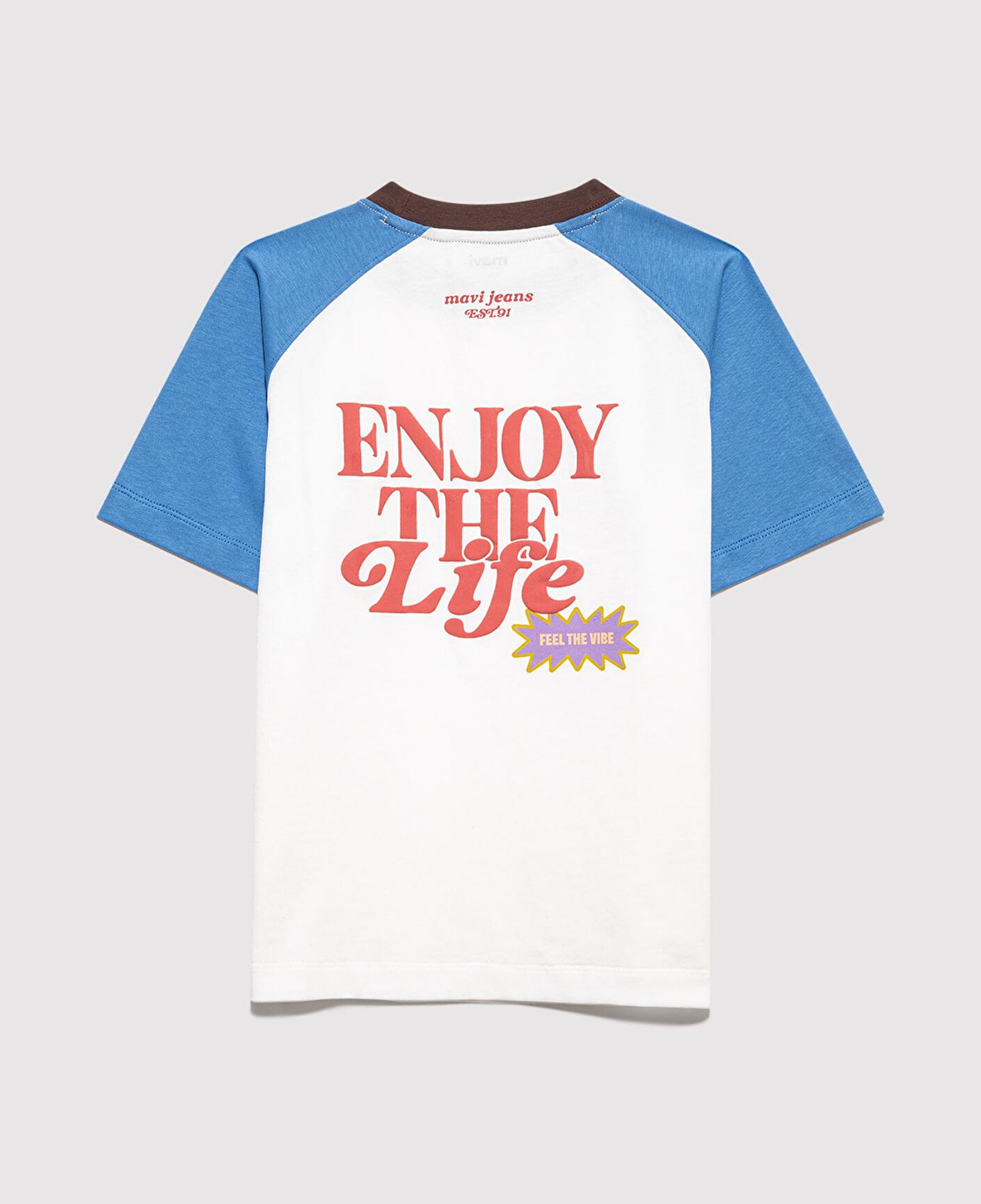 Mavi Baskılı Ekru Tişört Loose Fit / Bol Rahat Kesim 6610410-70057
