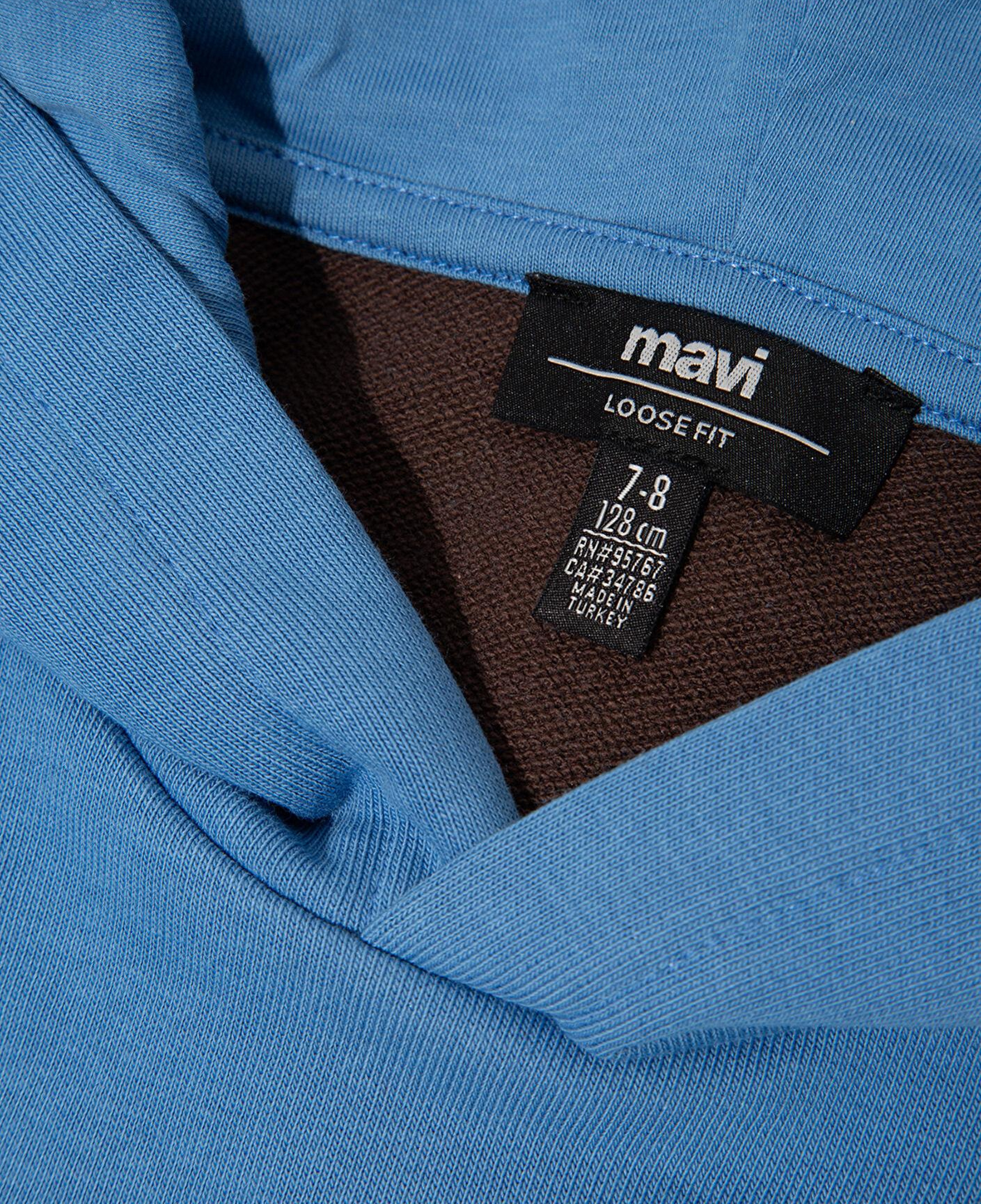 Mavi Baskılı Kapüşonlu Mavi Sweatshirt 6S10166-70724