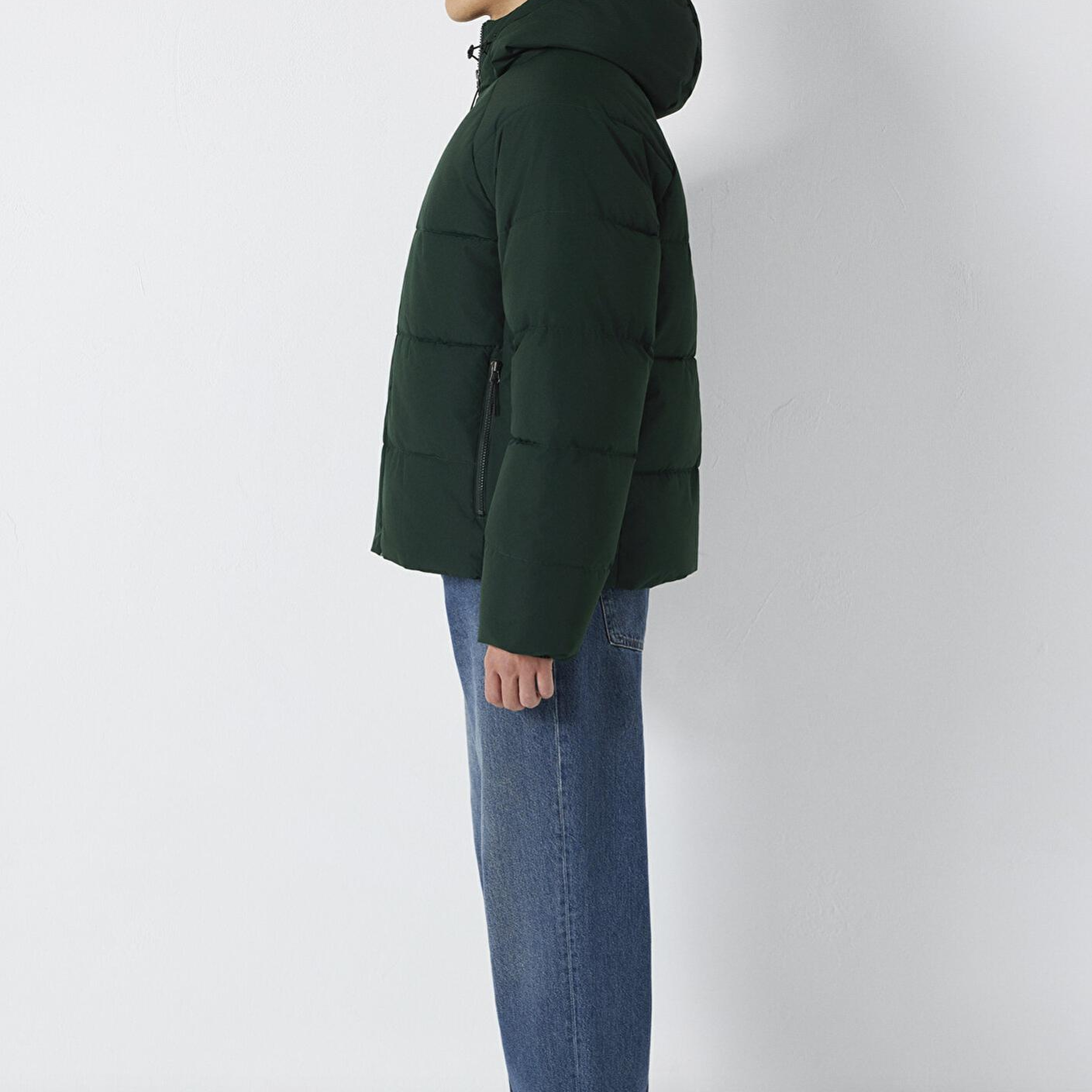 Mavi Kapüşonlu Yeşil Şişme Mont 0110756-85370