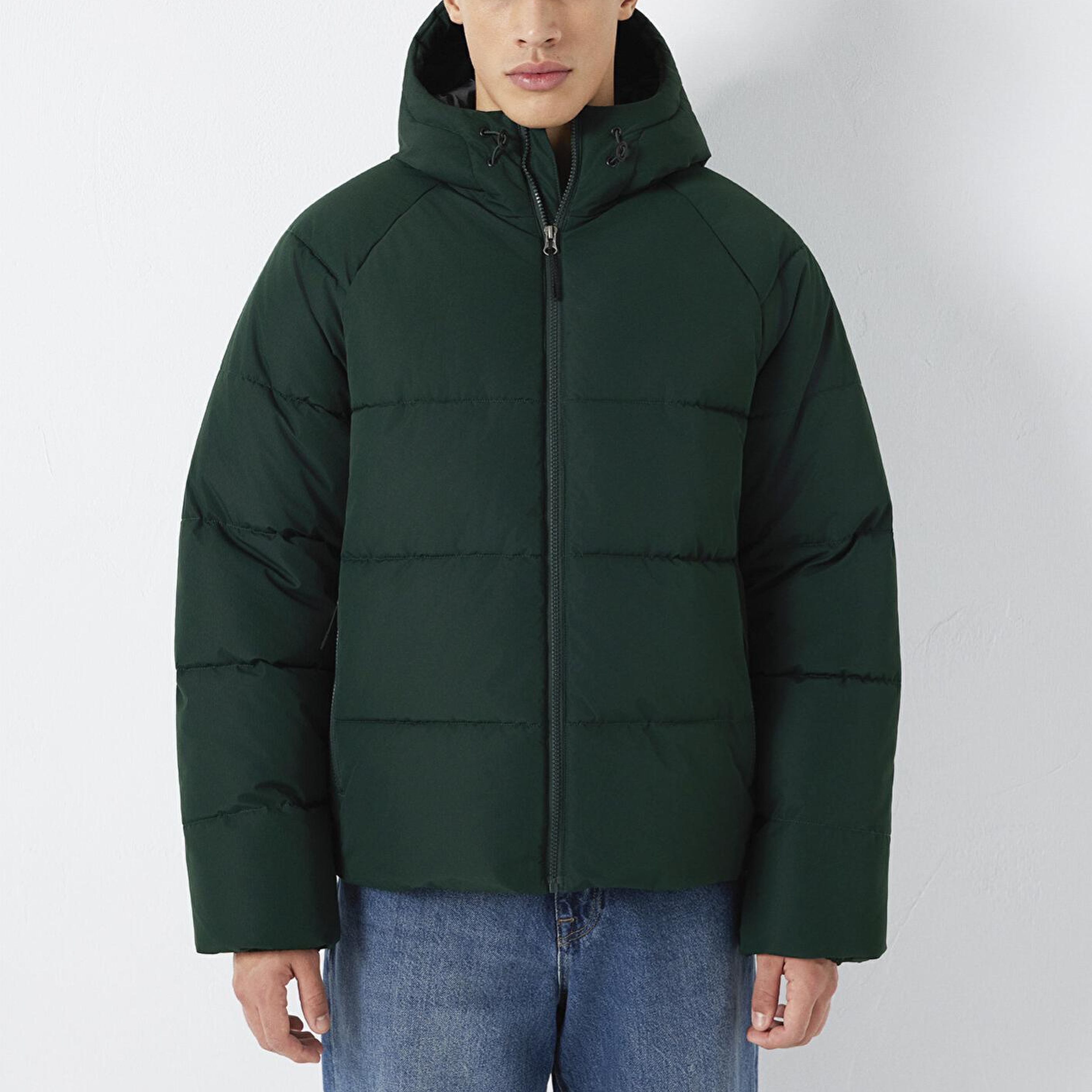 Mavi Kapüşonlu Yeşil Şişme Mont 0110756-85370