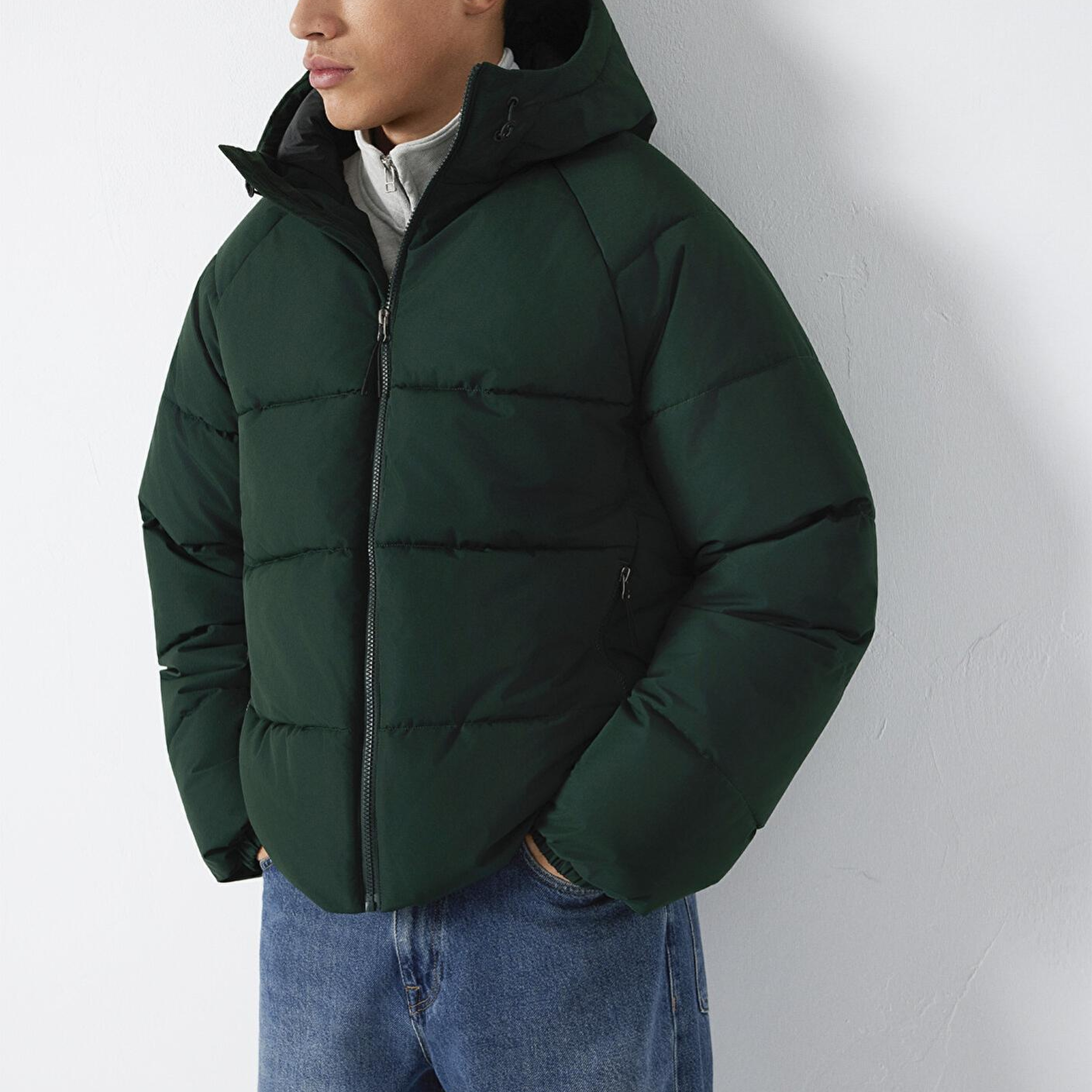 Mavi Kapüşonlu Yeşil Şişme Mont 0110756-85370