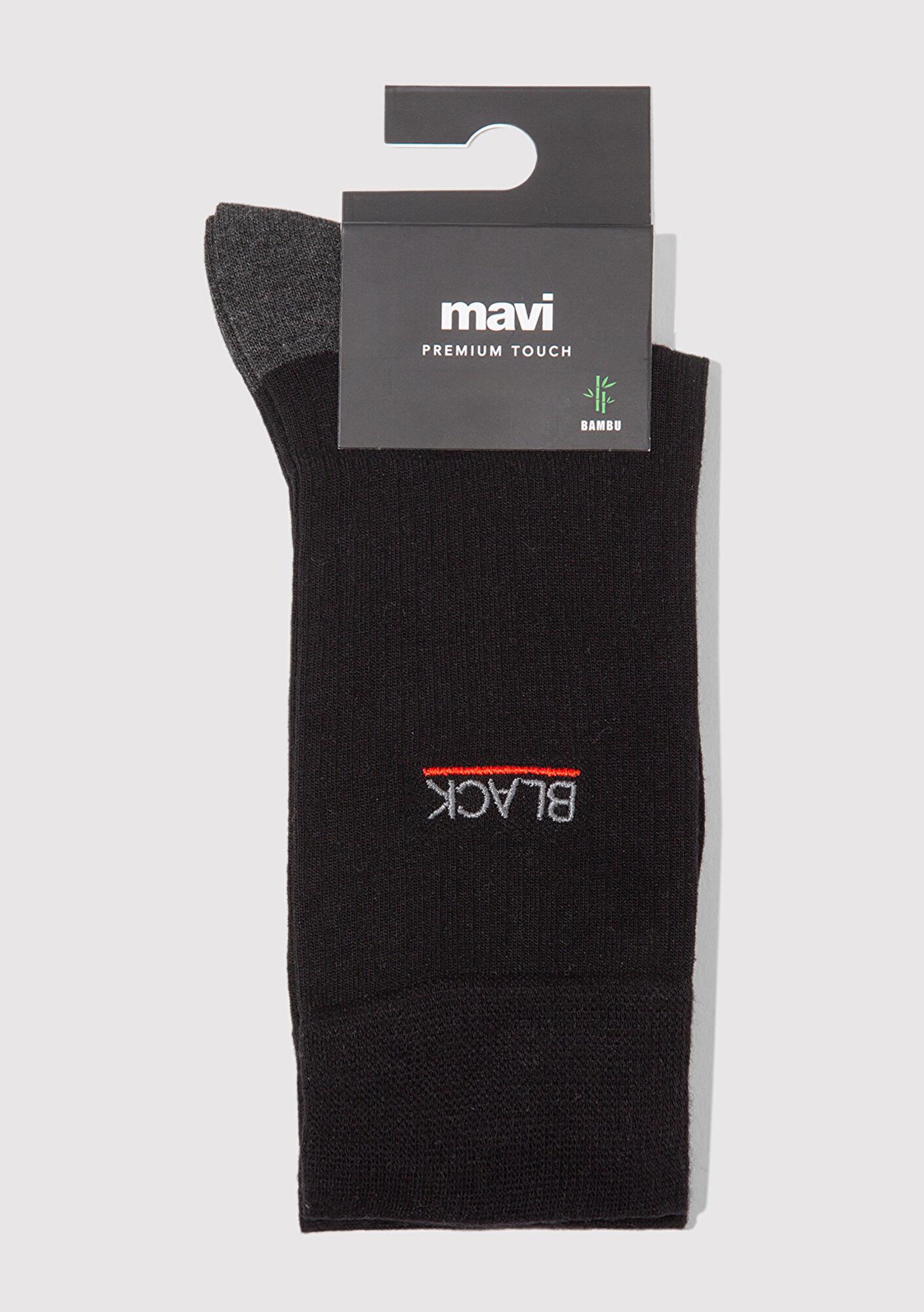 Mavi Mavi Black Nakışlı Siyah Soket Çorap 0912201-900