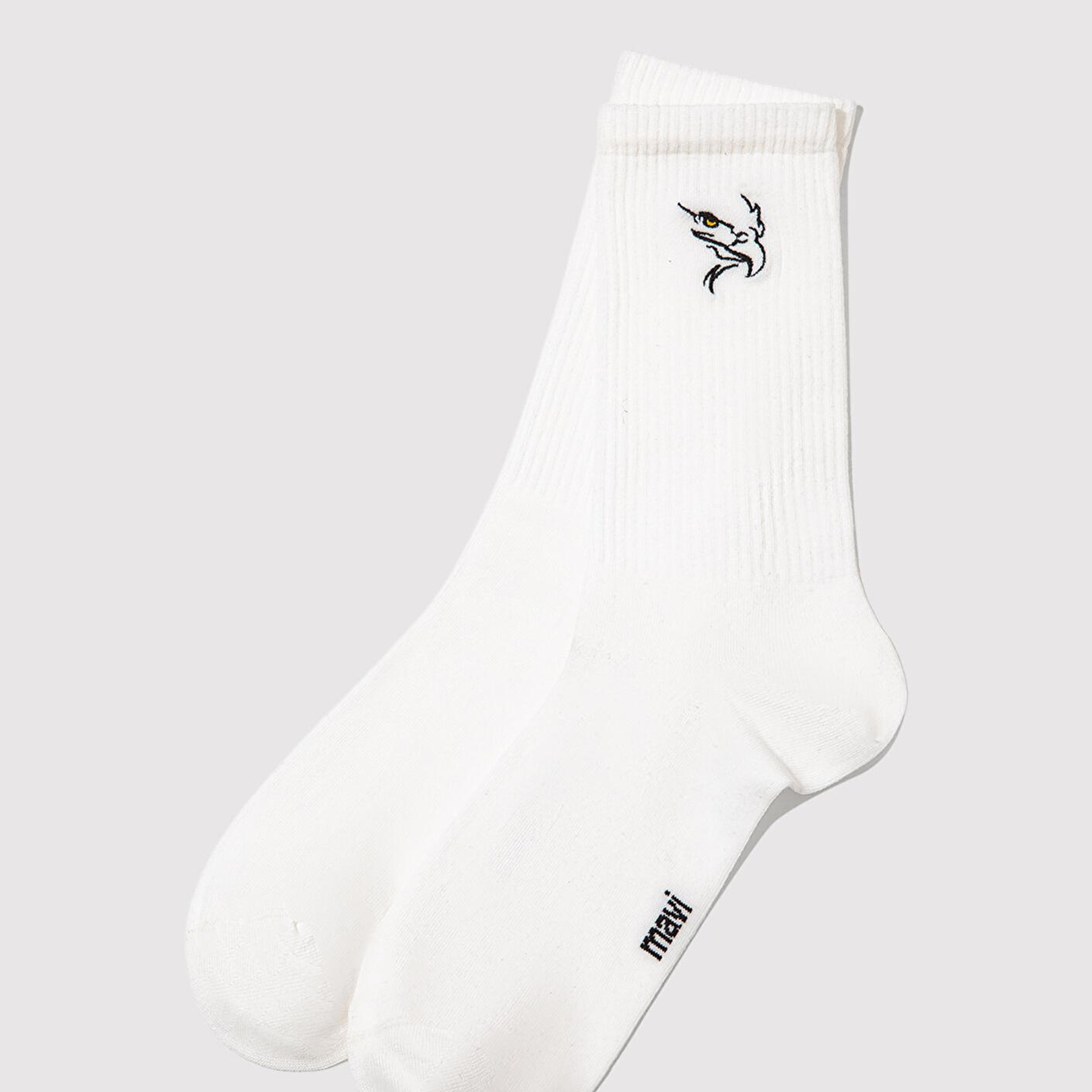 Mavi Kuş Nakışlı Beyaz Soket Çorap 0912186-620