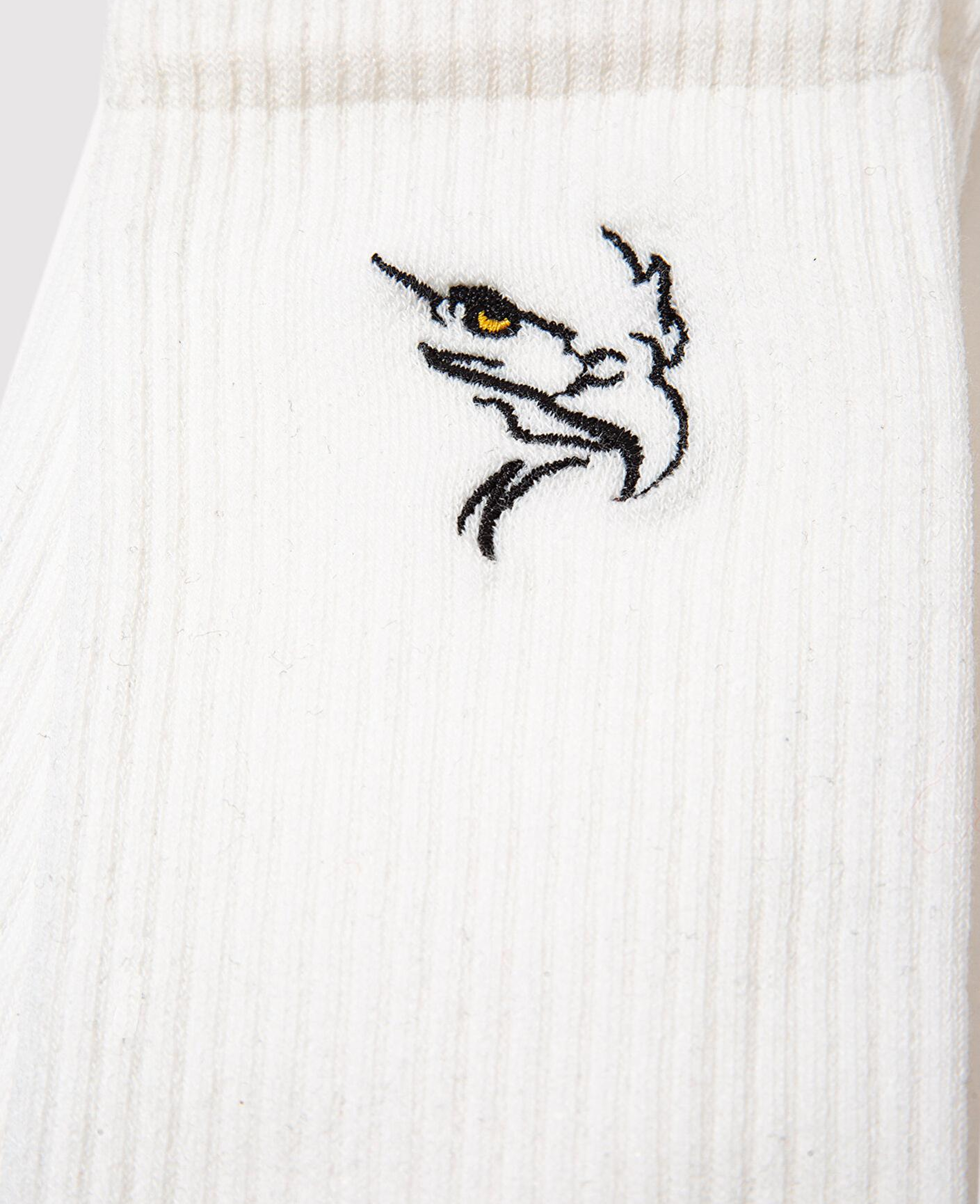 Mavi Kuş Nakışlı Beyaz Soket Çorap 0912186-620