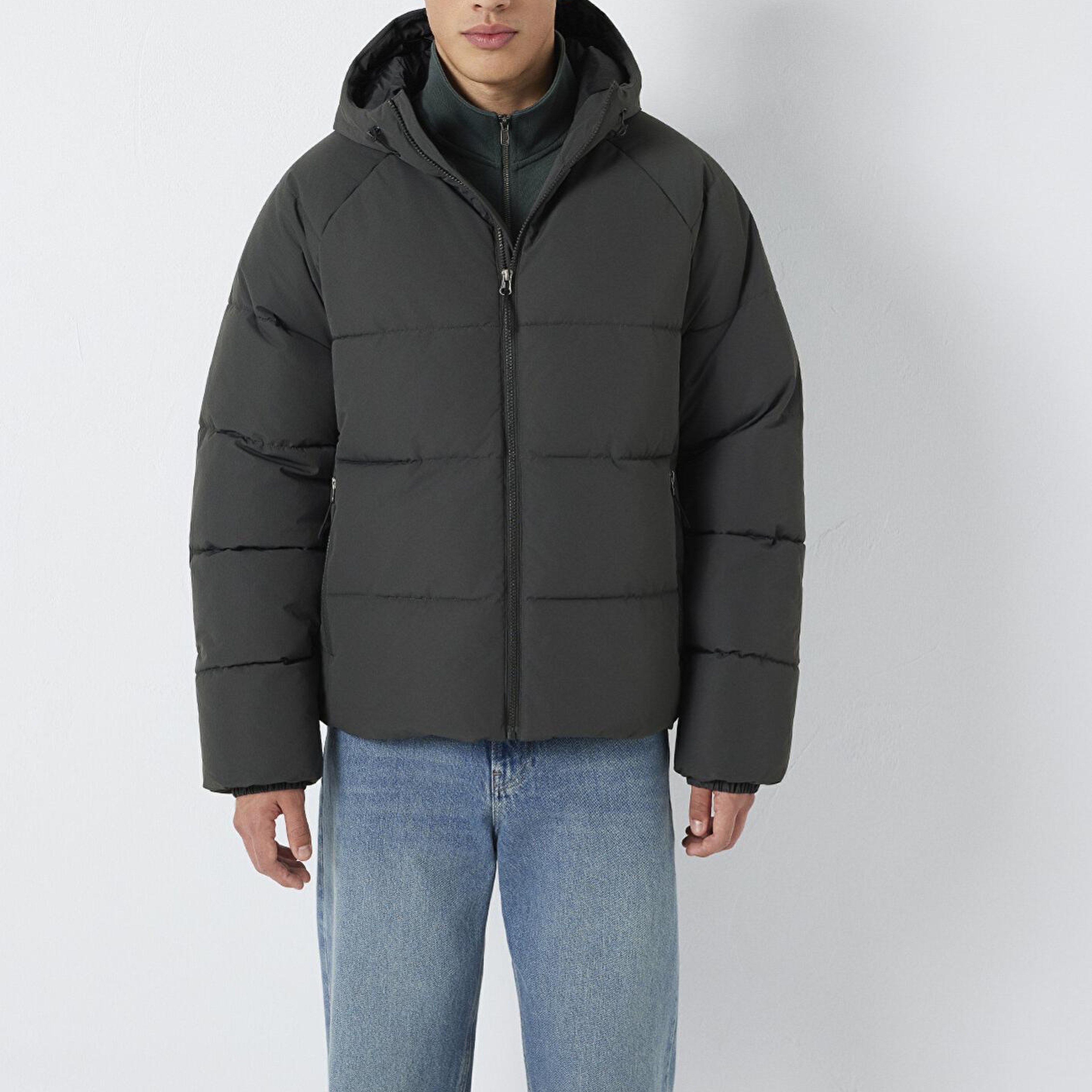 Mavi Kapüşonlu Antrasit Şişme Mont 0110756-89939