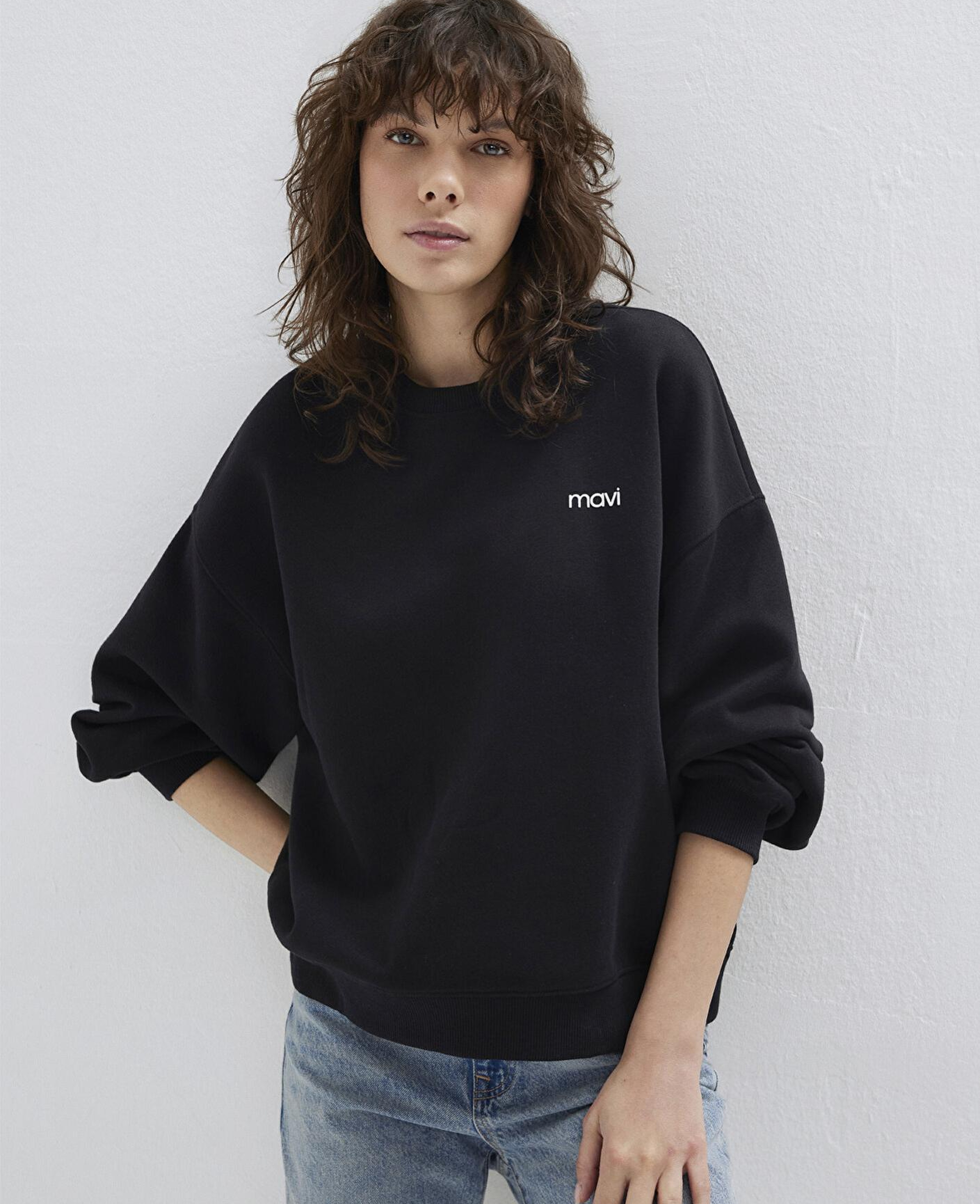 Mavi Mavi Logo Baskılı Siyah Sweatshirt 1S10490-900