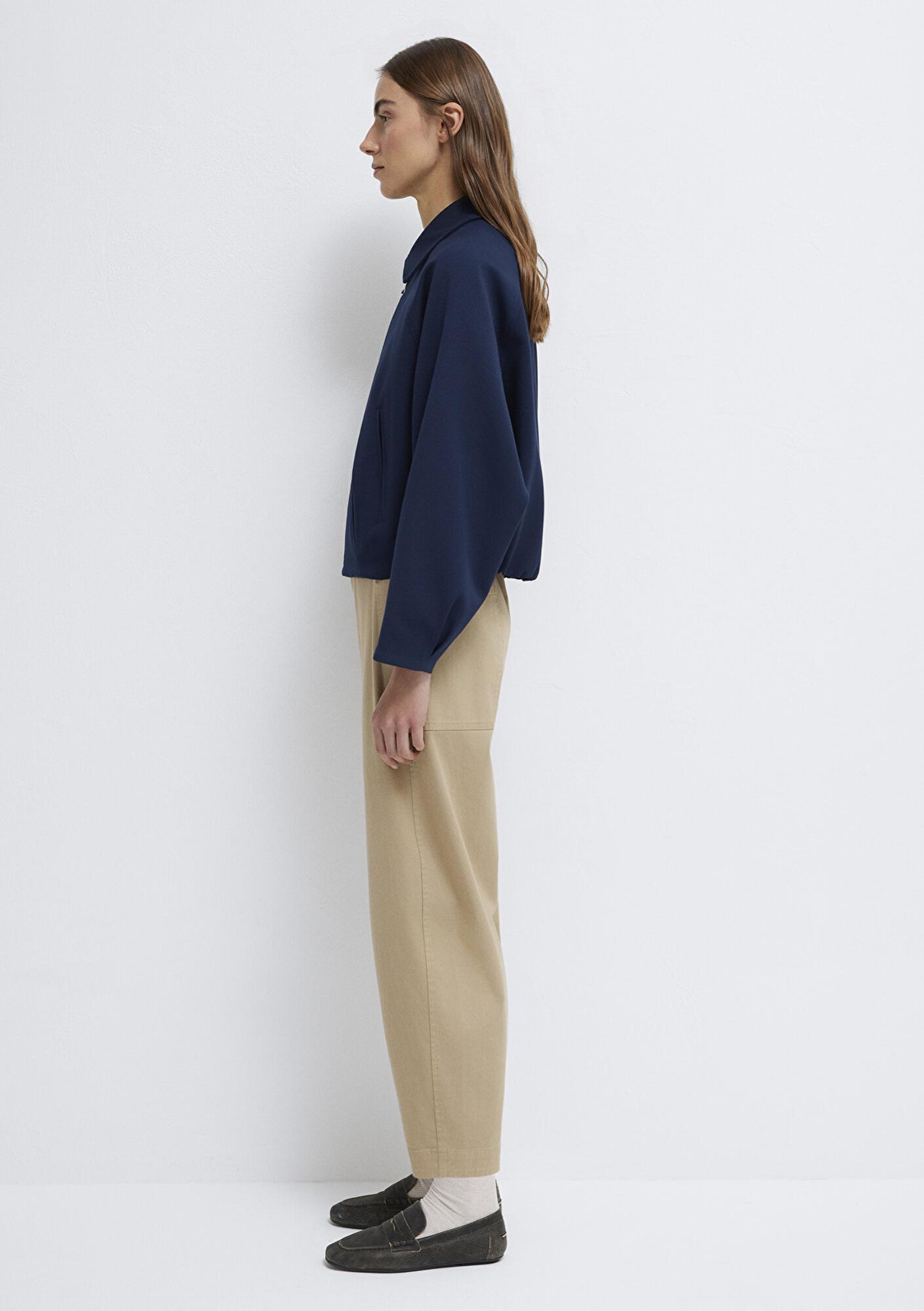 Mavi Lacivert Crop Ceket Oversize / Geniş Kesim 1110820-82318