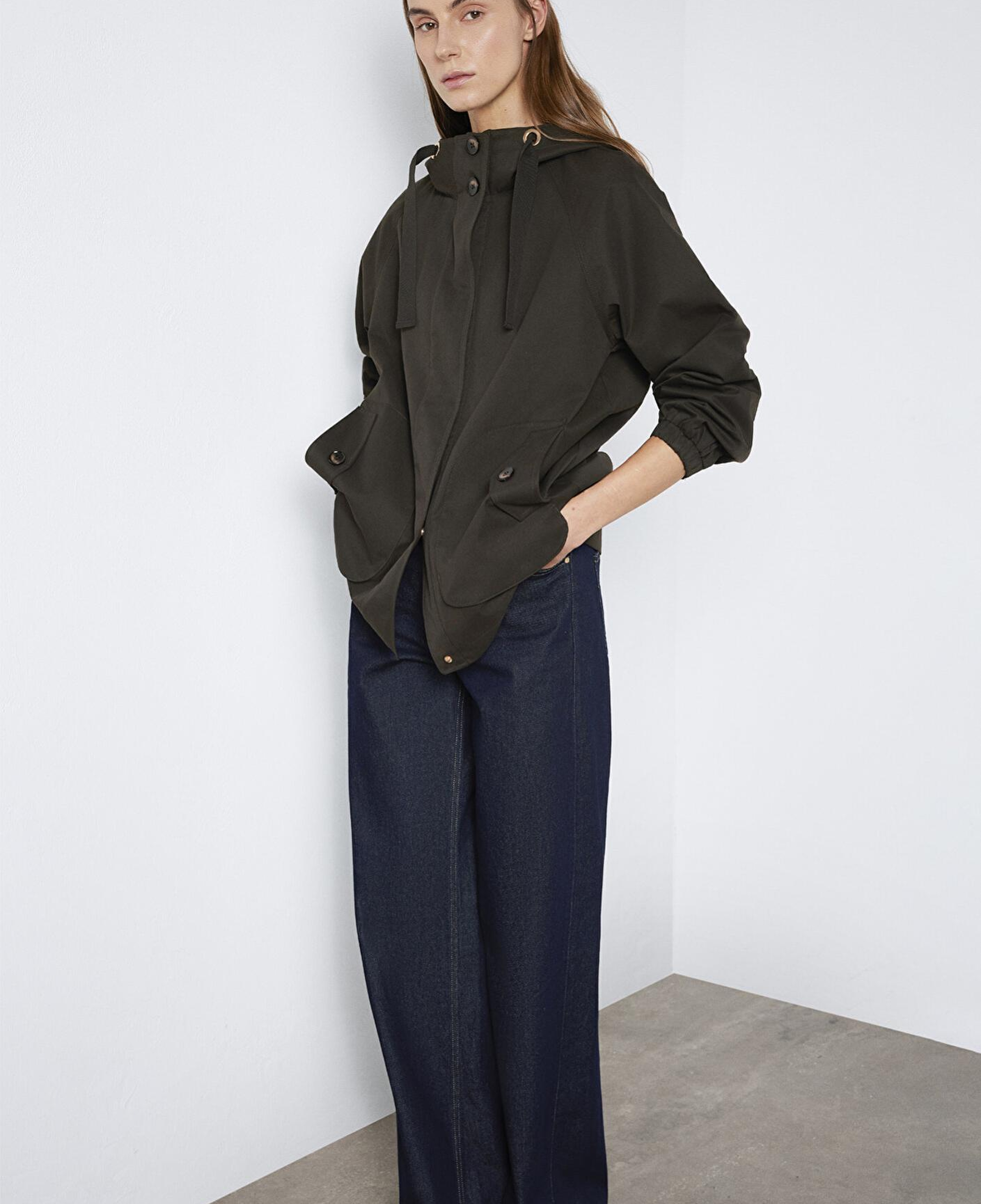 Mavi Kapüşonlu Haki Ceket Loose Fit / Bol Rahat Kesim 1110014-90707