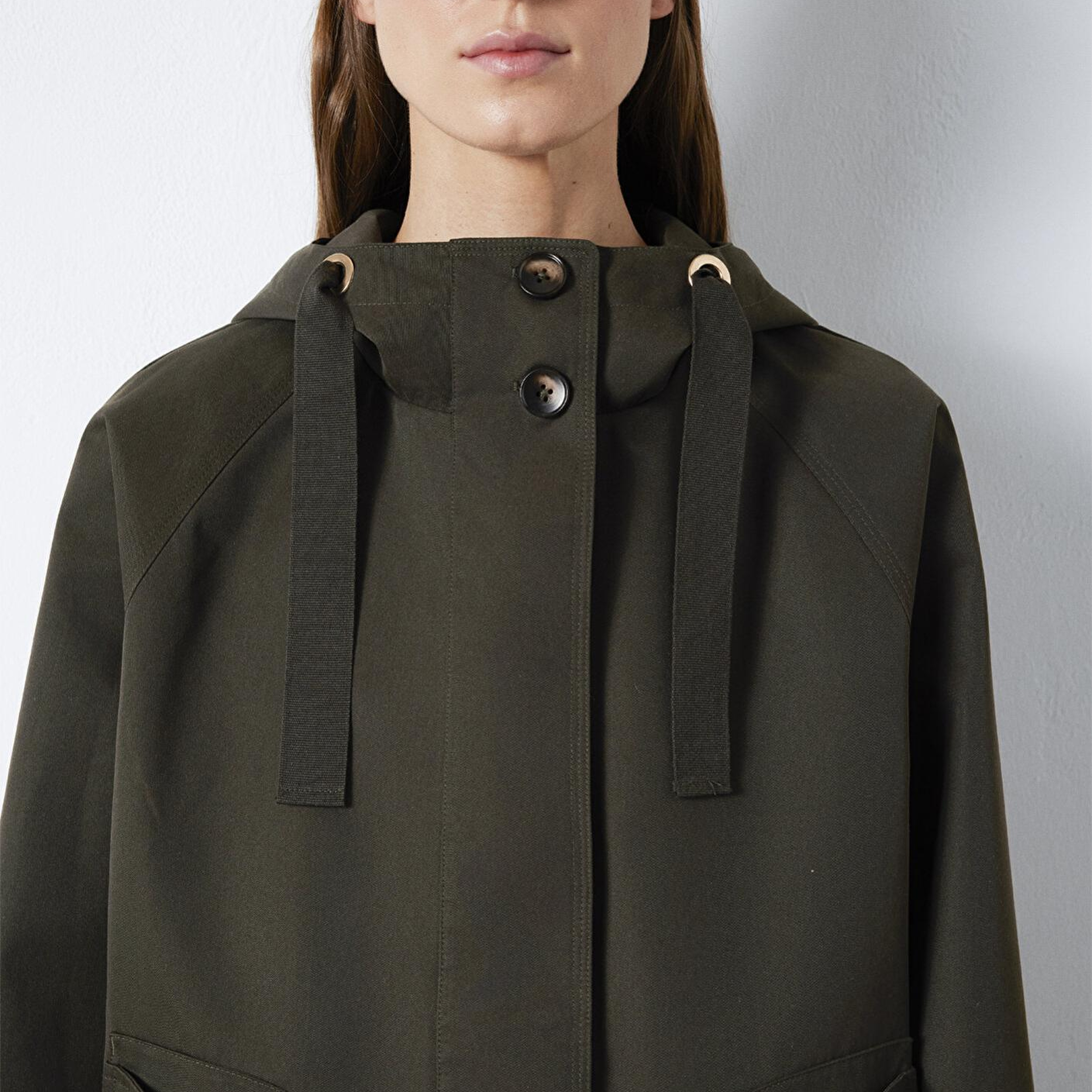 Mavi Kapüşonlu Haki Ceket Loose Fit / Bol Rahat Kesim 1110014-90707