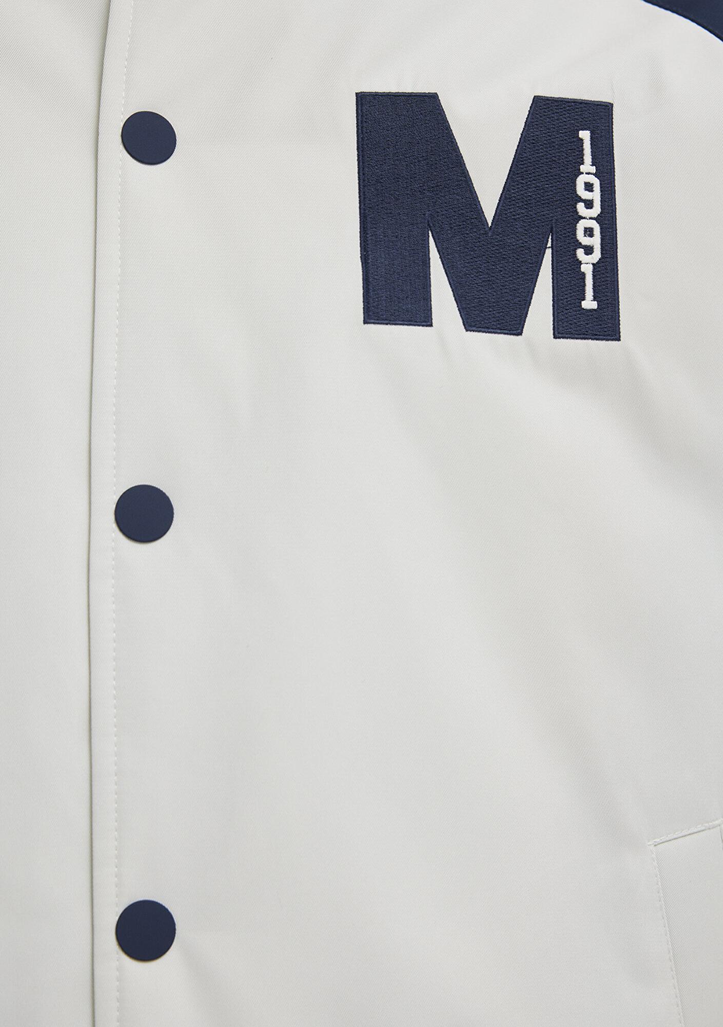 Mavi M Nakış Detaylı Ekru Ceket Loose Fit / Bol Rahat Kesim 0110768-86412