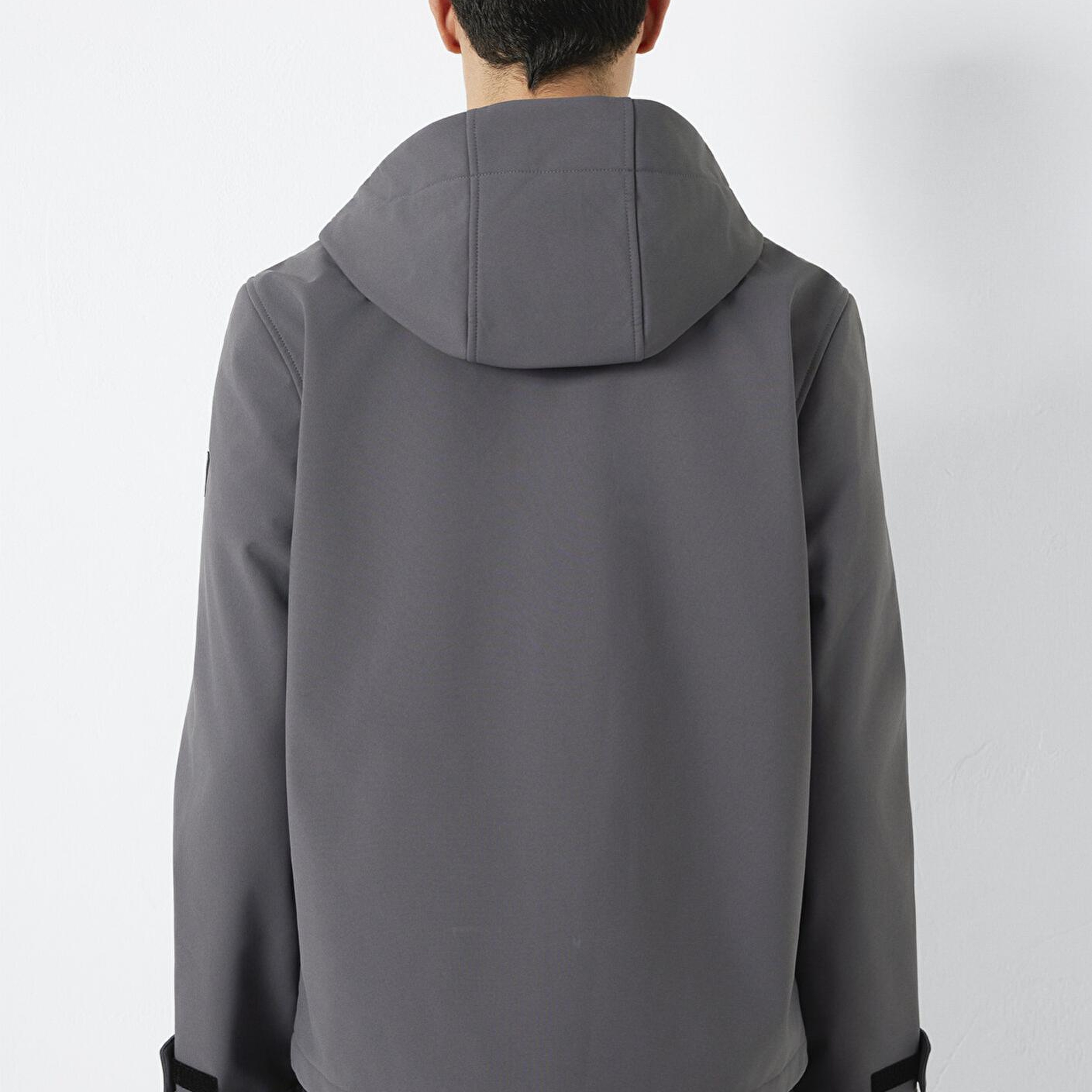 Mavi Kapüşonlu Su İtici Gri Scuba Ceket Regular Fit / Normal Kesim 0110762-85540