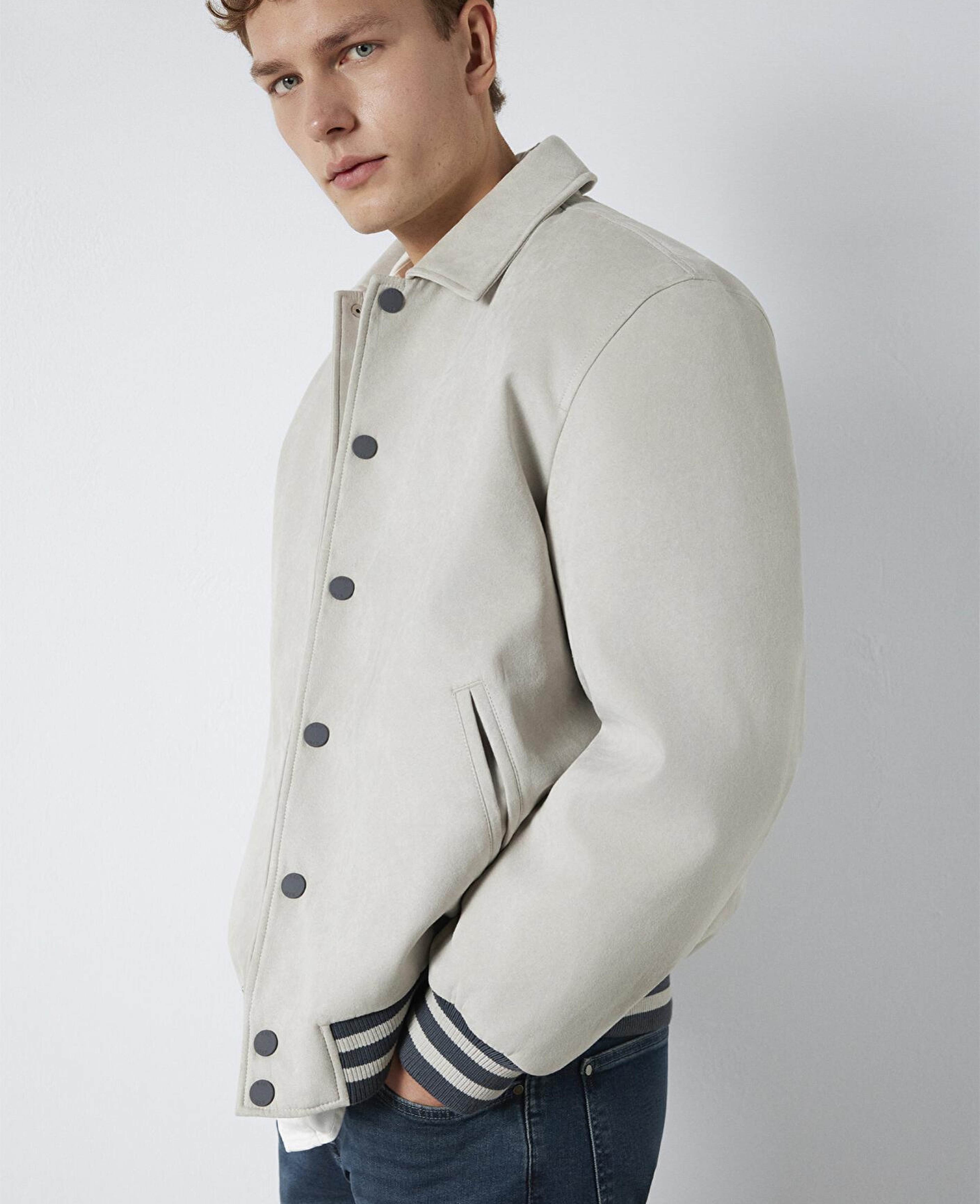 Mavi Gri Suni Süet Ceket Loose Fit / Bol Rahat Kesim 0110767-70075