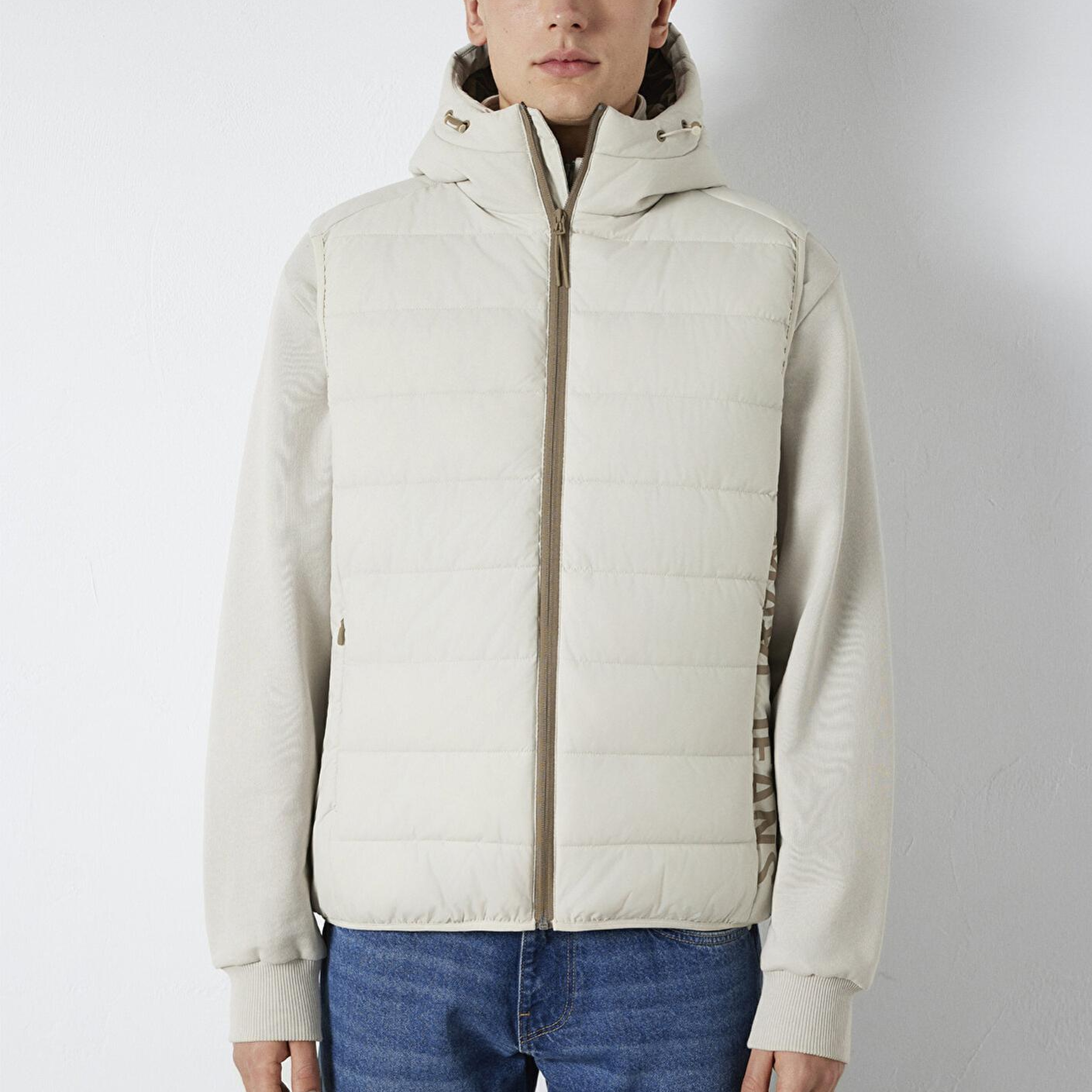 Mavi Mavi Jeans Detaylı Kapüşonlu Ekru Şişme Yelek Regular Fit / Normal Kesim 0110554-70144