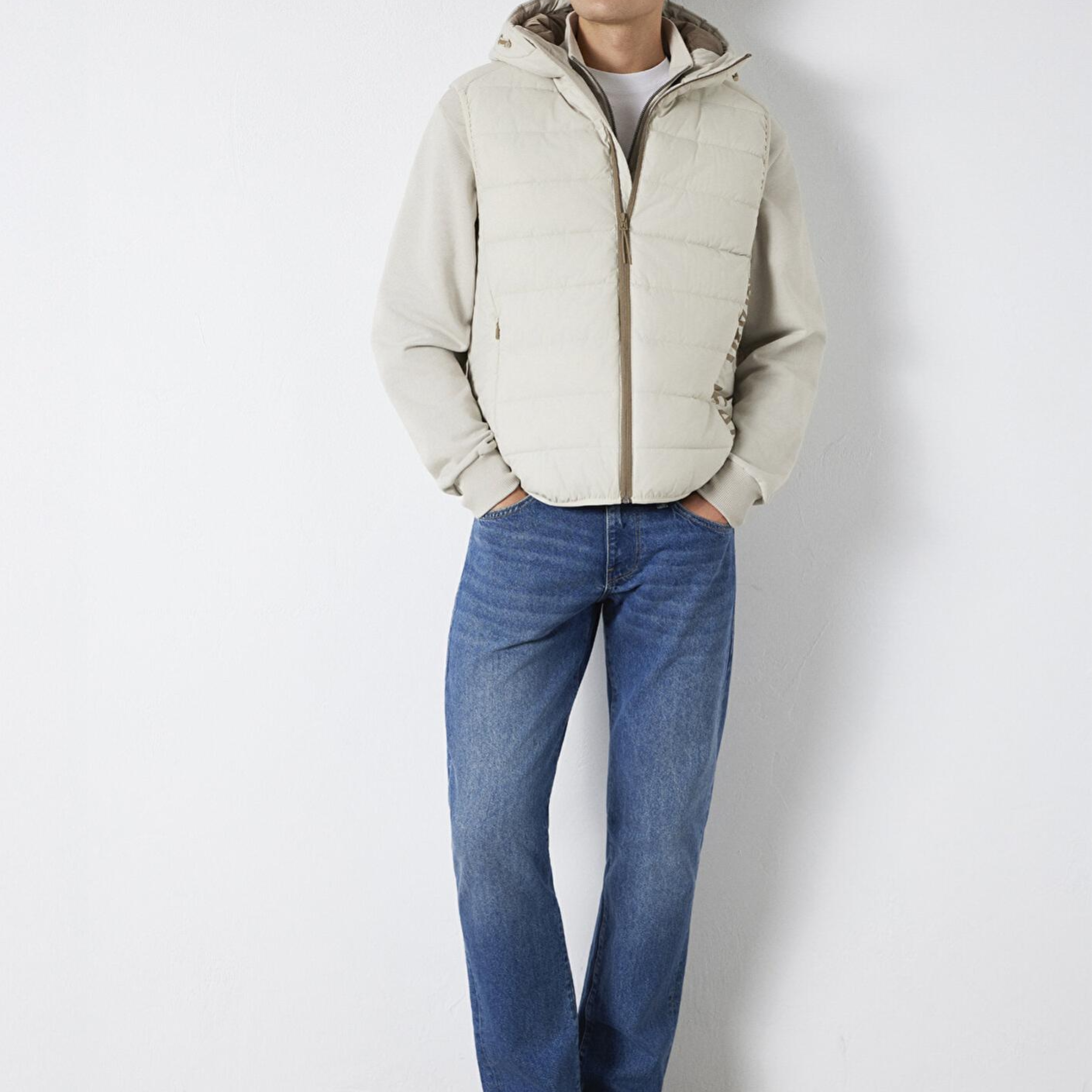 Mavi Mavi Jeans Detaylı Kapüşonlu Ekru Şişme Yelek Regular Fit / Normal Kesim 0110554-70144