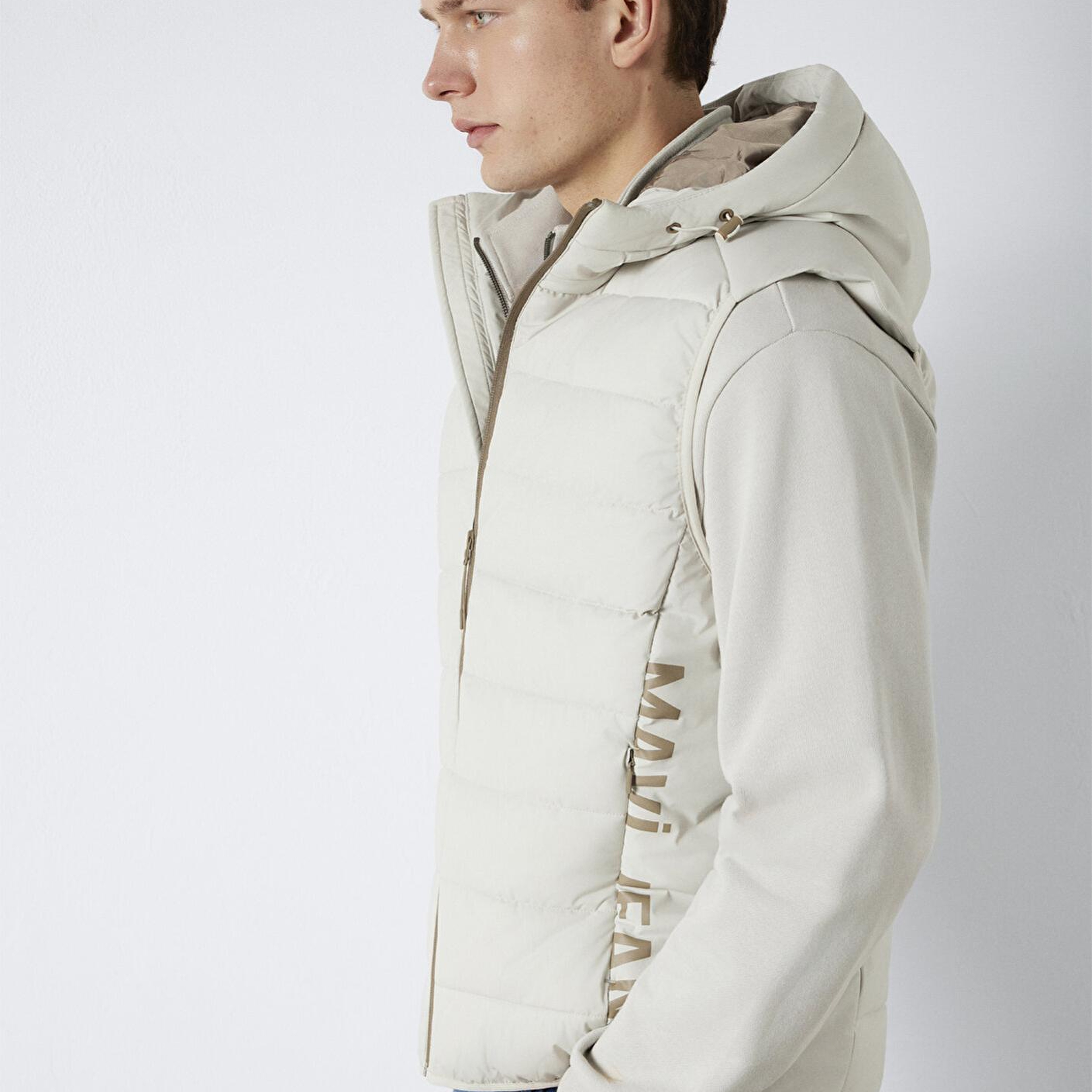 Mavi Mavi Jeans Detaylı Kapüşonlu Ekru Şişme Yelek Regular Fit / Normal Kesim 0110554-70144