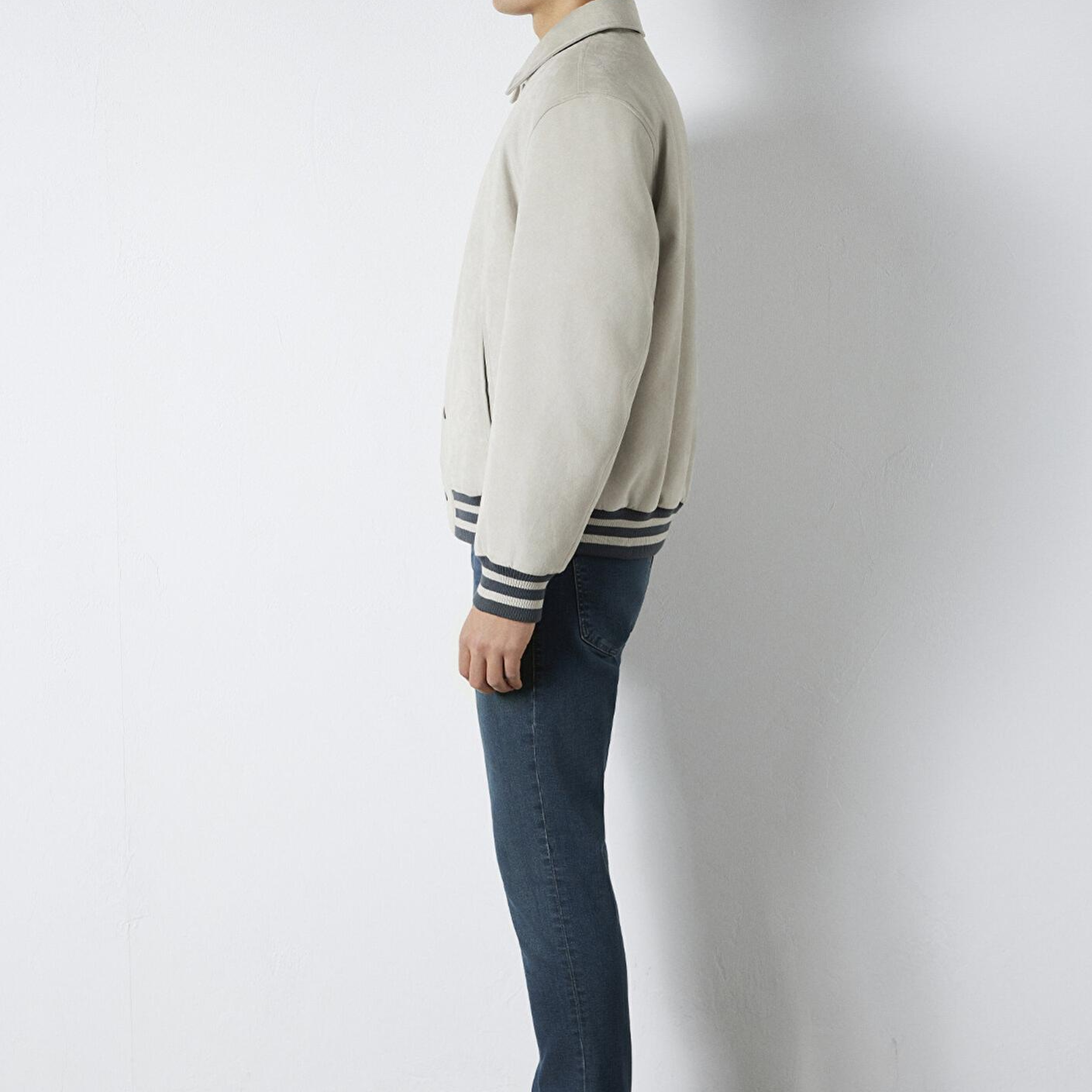 Mavi Gri Suni Süet Ceket Loose Fit / Bol Rahat Kesim 0110767-70075