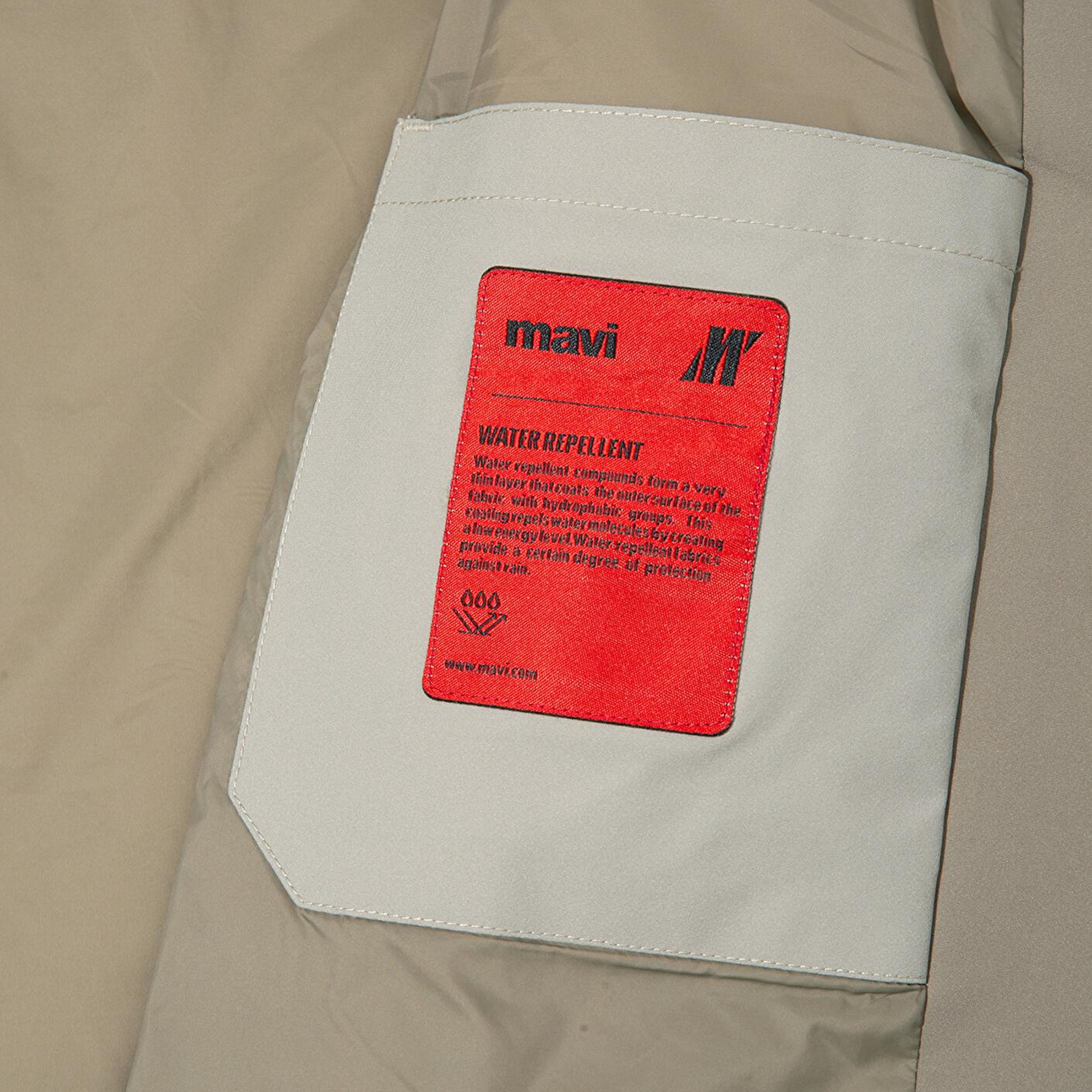 Mavi Su İtici Kapüşonlu Haki Ceket Loose Fit / Bol Rahat Kesim 0110792-70154