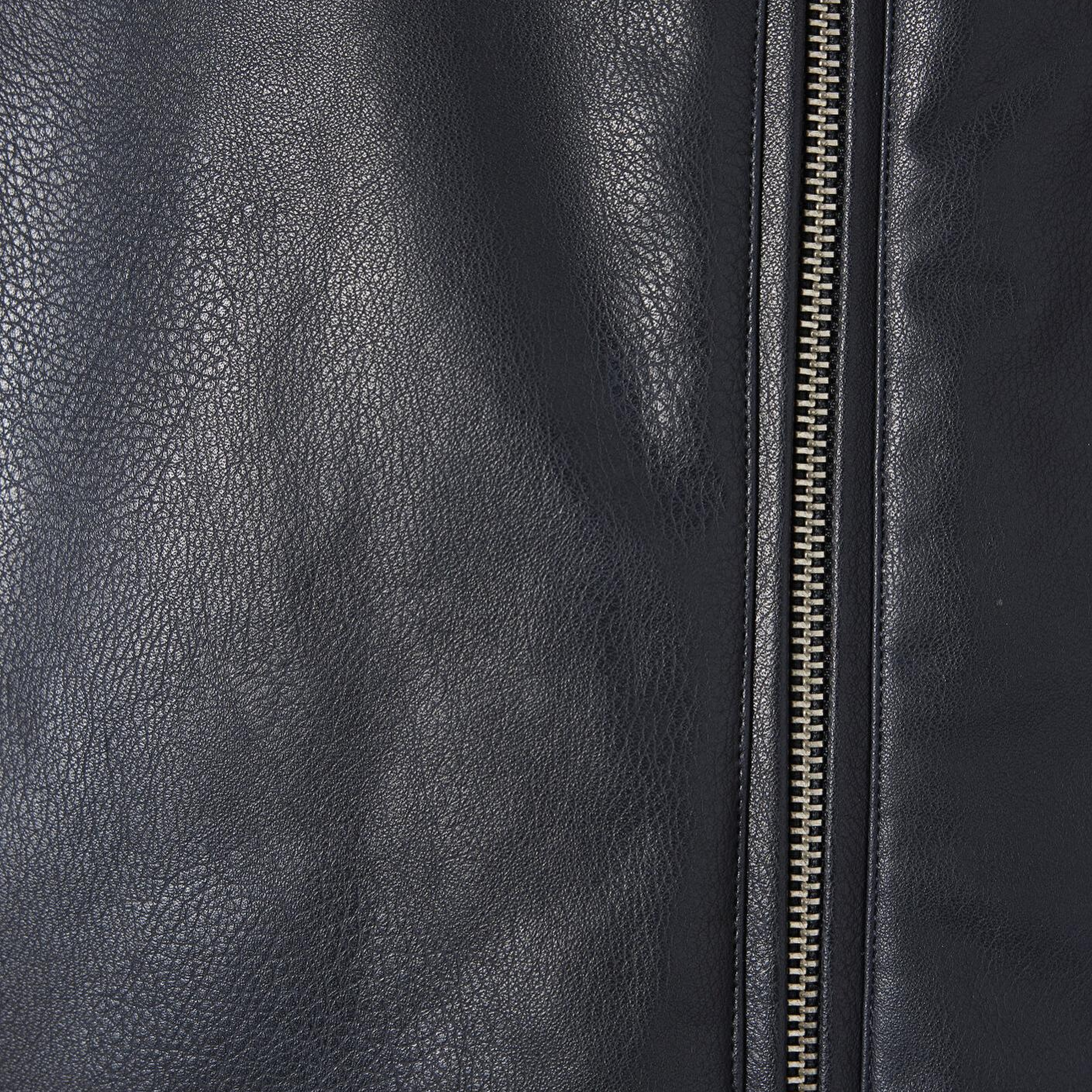 Mavi Lacivert Suni Deri Ceket Oversize / Geniş Kesim 1110614-90372