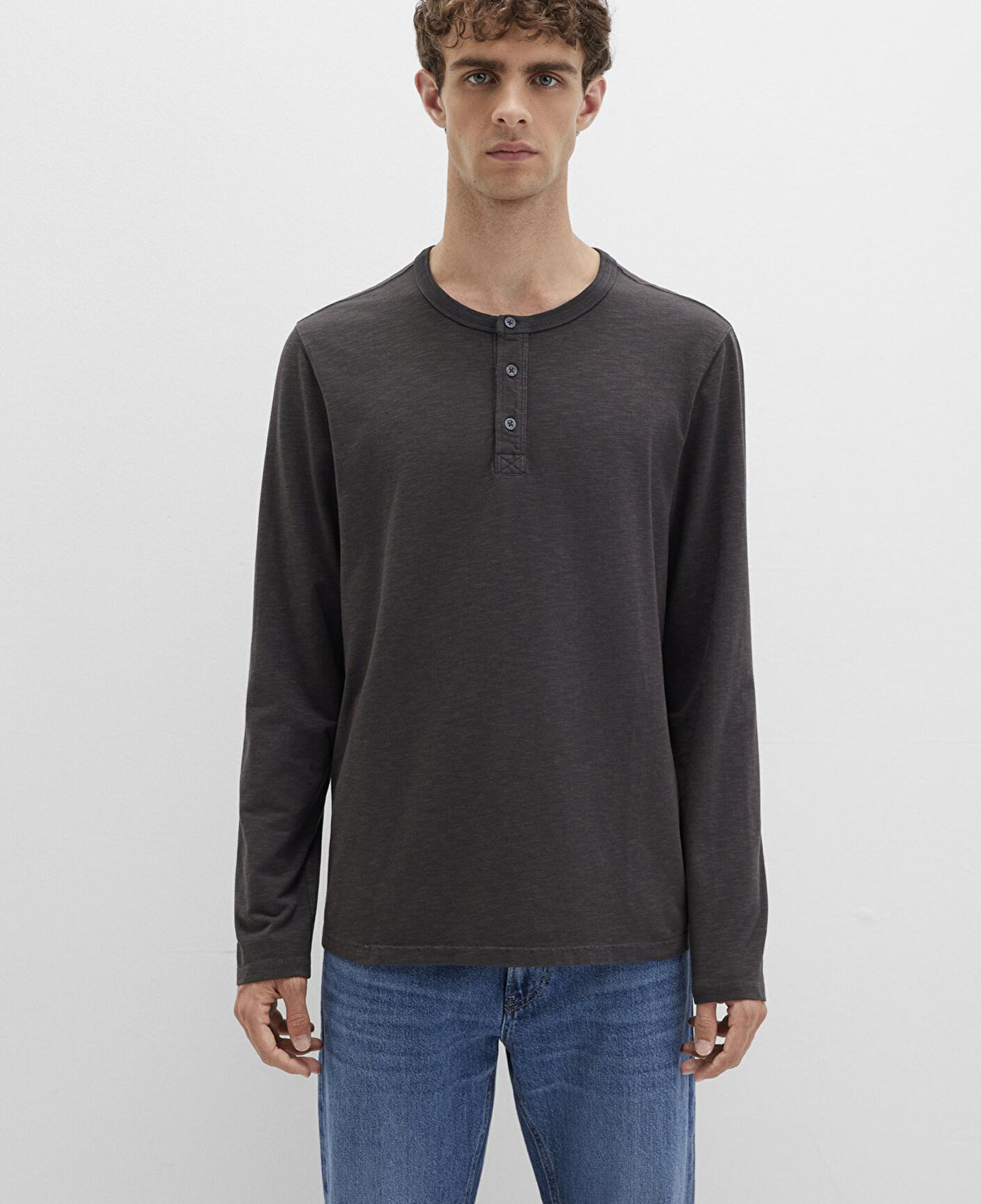 Mavi Uzun Kollu Antrasit Tişört Loose Fit / Bol Rahat Kesim 0613117-70092