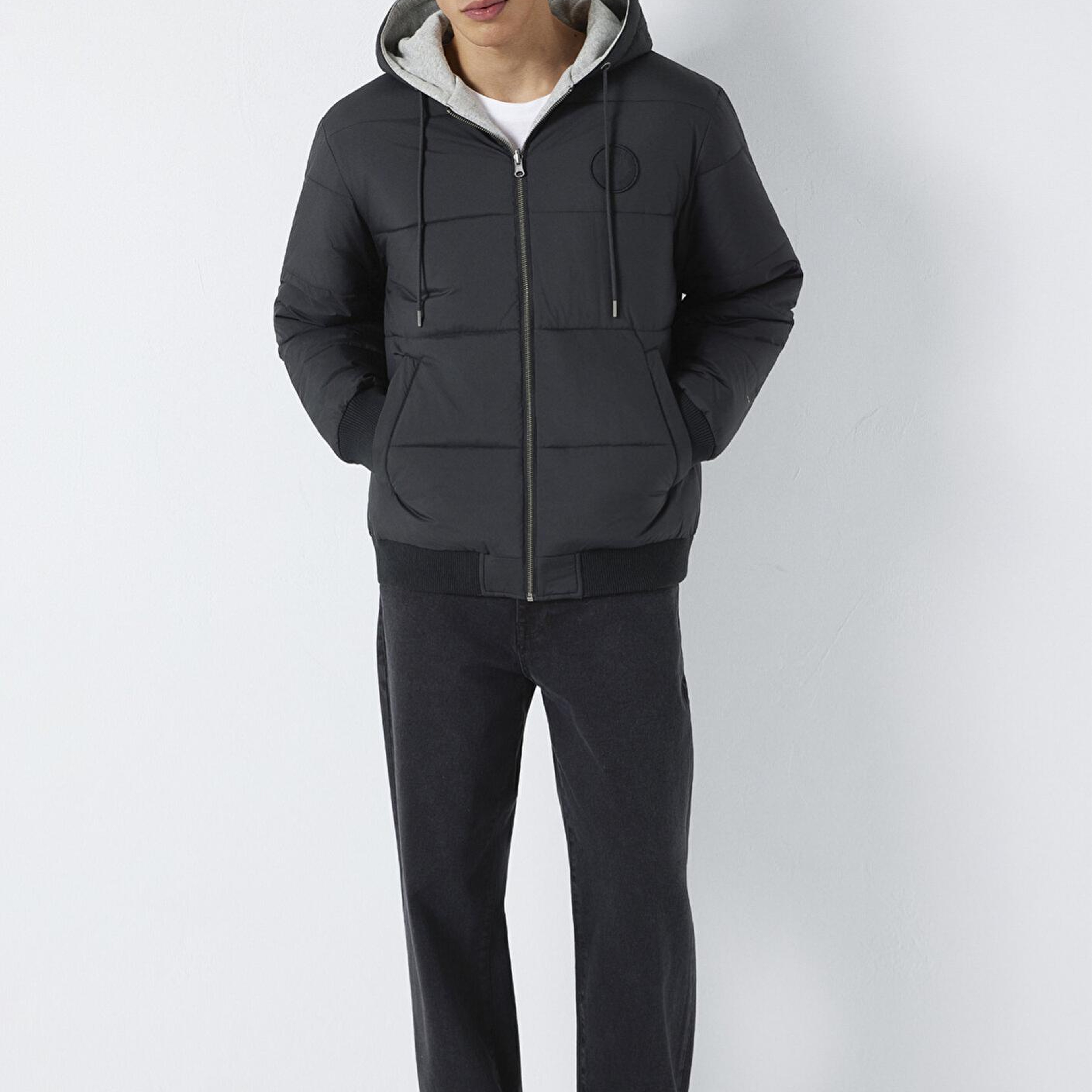 Mavi Çift Taraflı Kapüşonlu Siyah Mont 0110770-71379