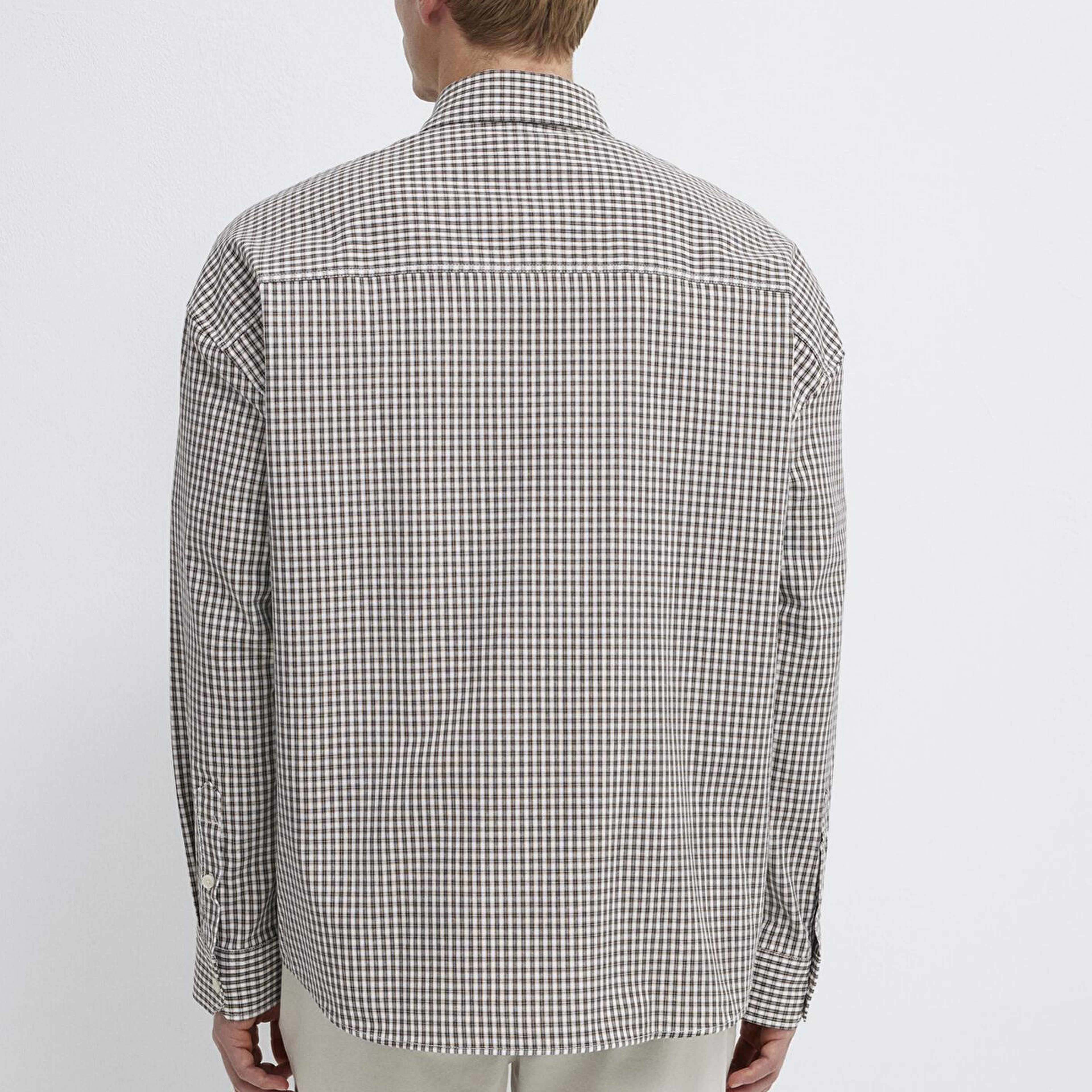 Mavi Kahverengi Ekose Gömlek Oversize / Geniş Kesim 0211870-91413