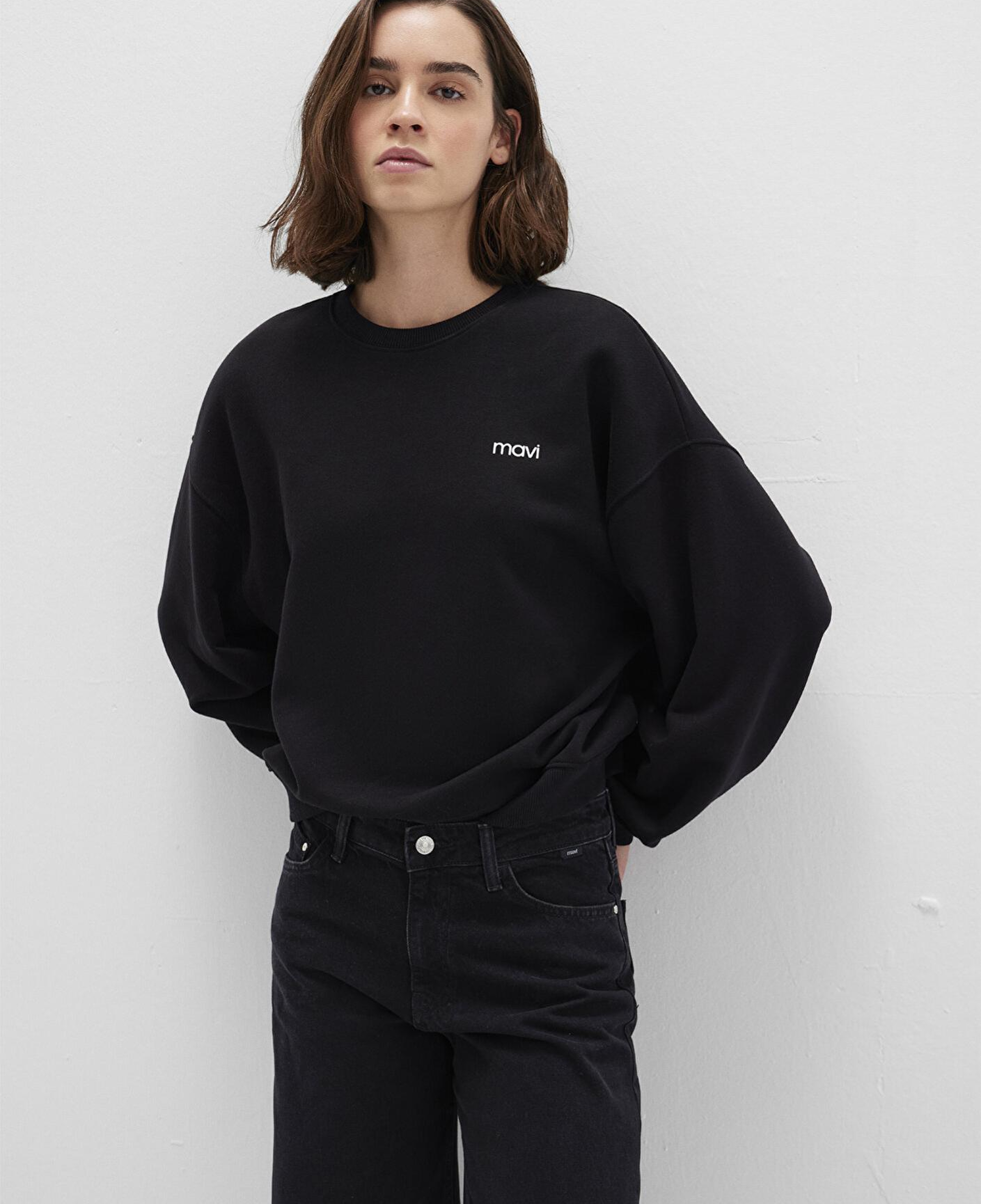 Mavi Mavi Logo Baskılı Siyah Sweatshirt 1S10490-900