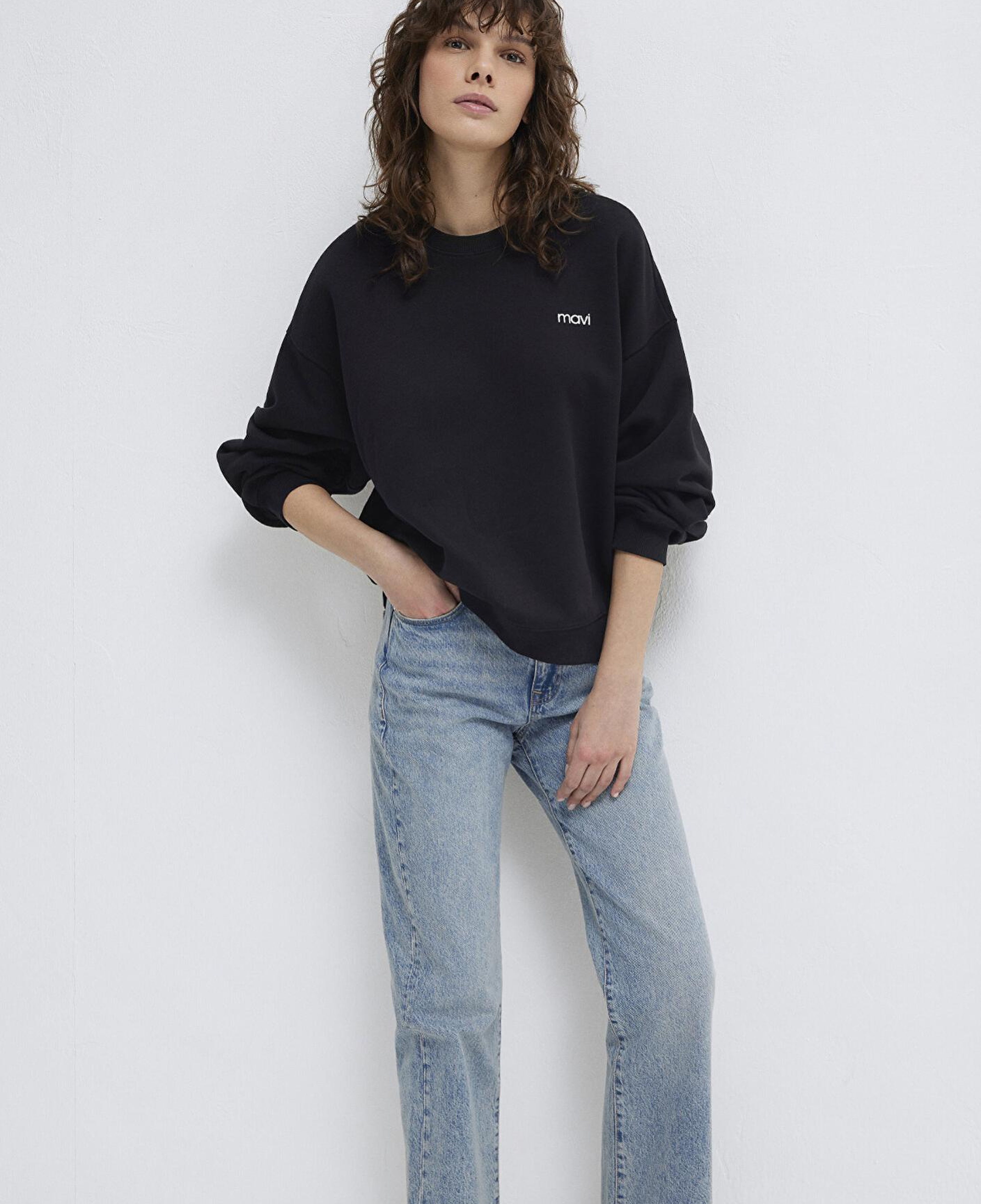 Mavi Mavi Logo Baskılı Siyah Sweatshirt 1S10490-900