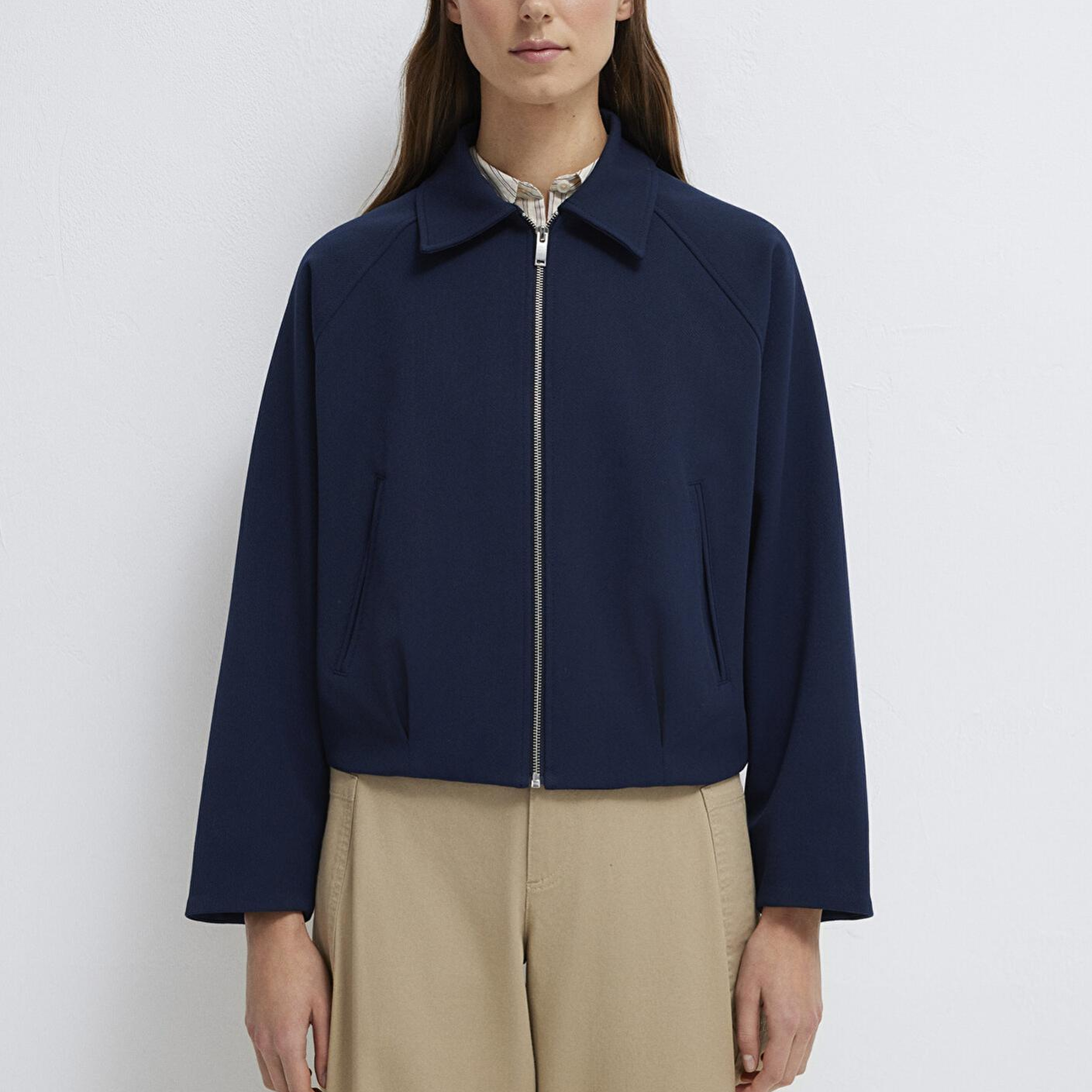 Mavi Lacivert Crop Ceket Oversize / Geniş Kesim 1110820-82318