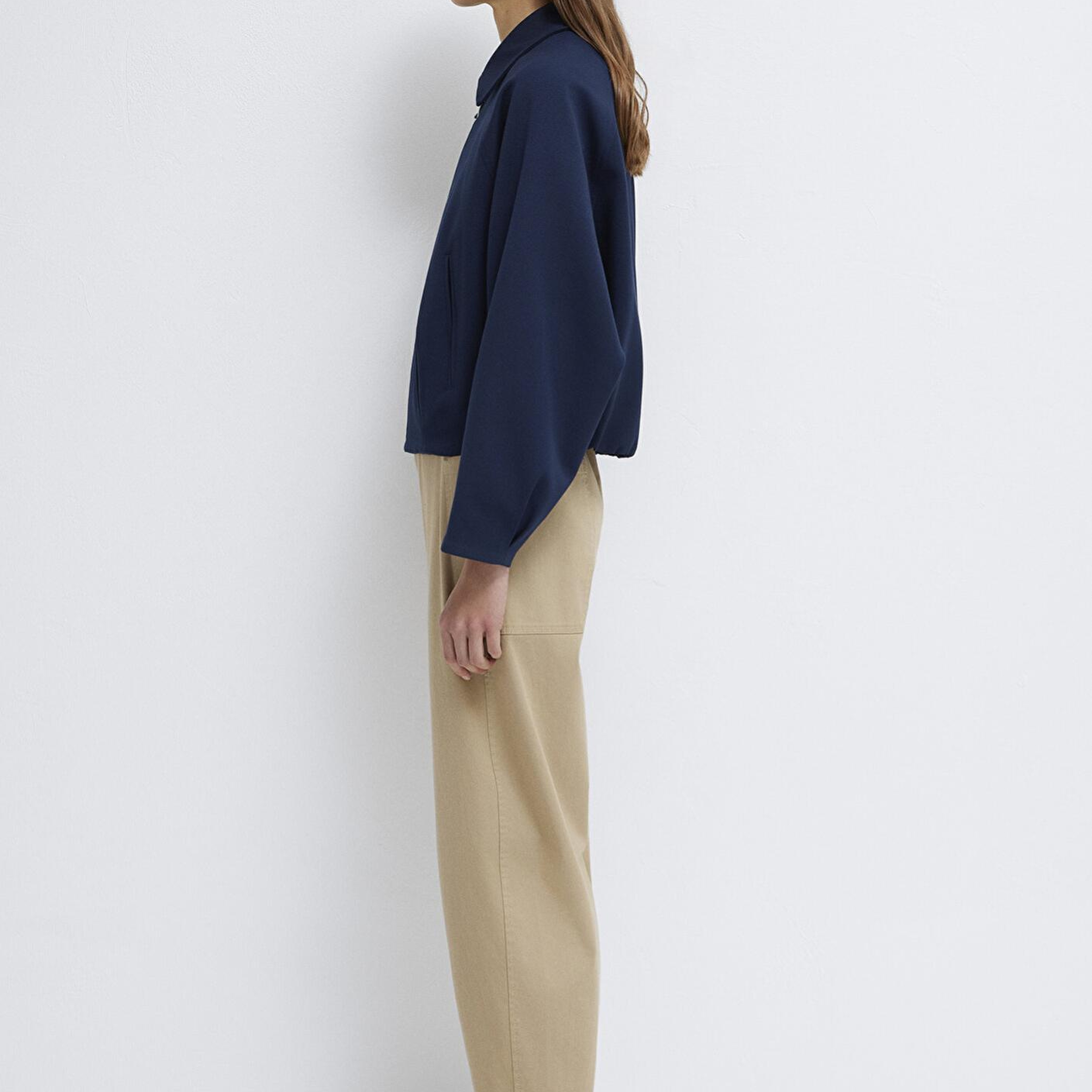 Mavi Lacivert Crop Ceket Oversize / Geniş Kesim 1110820-82318