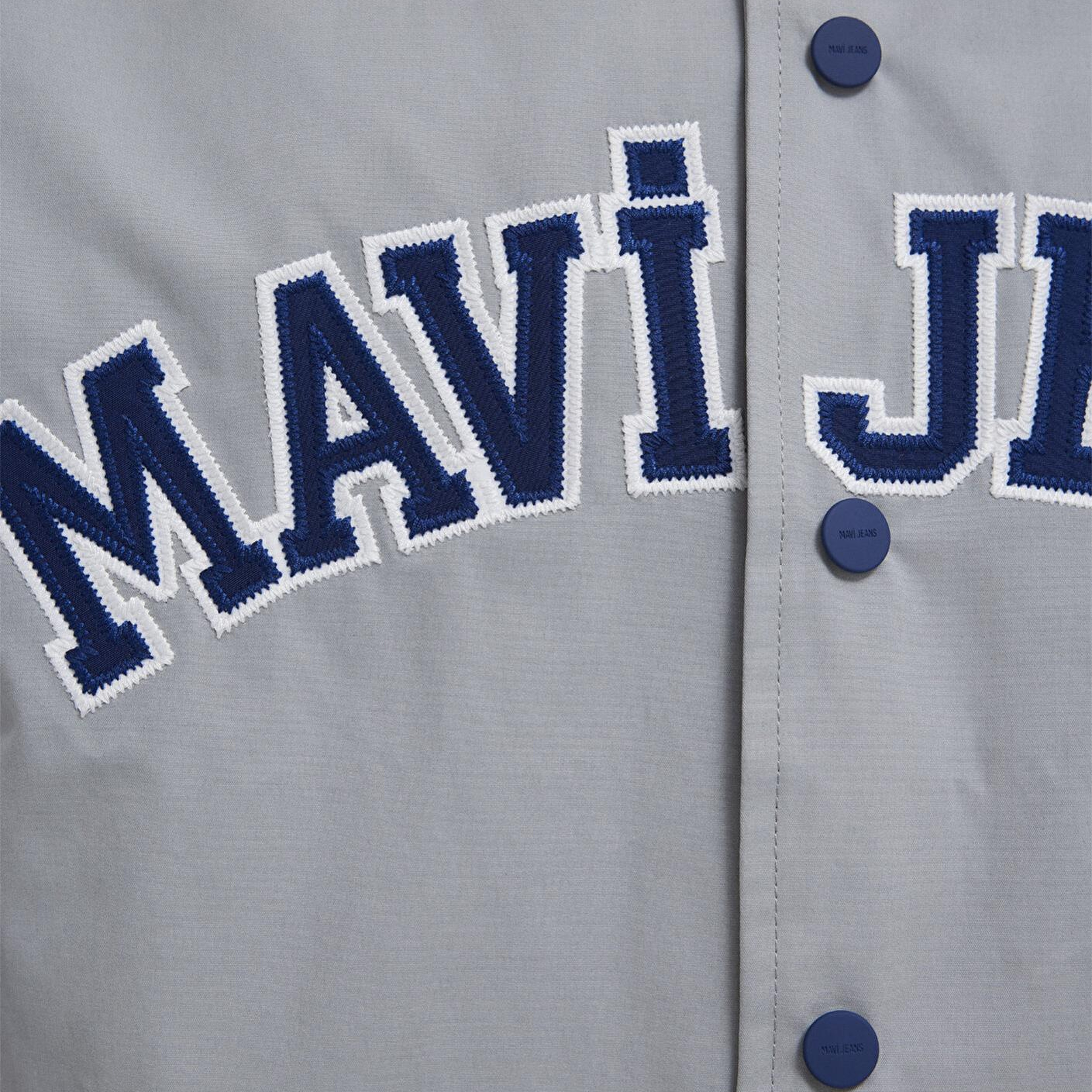 Mavi Nakış Detaylı Gri Ceket Loose Fit / Bol Rahat Kesim 0110769-82824