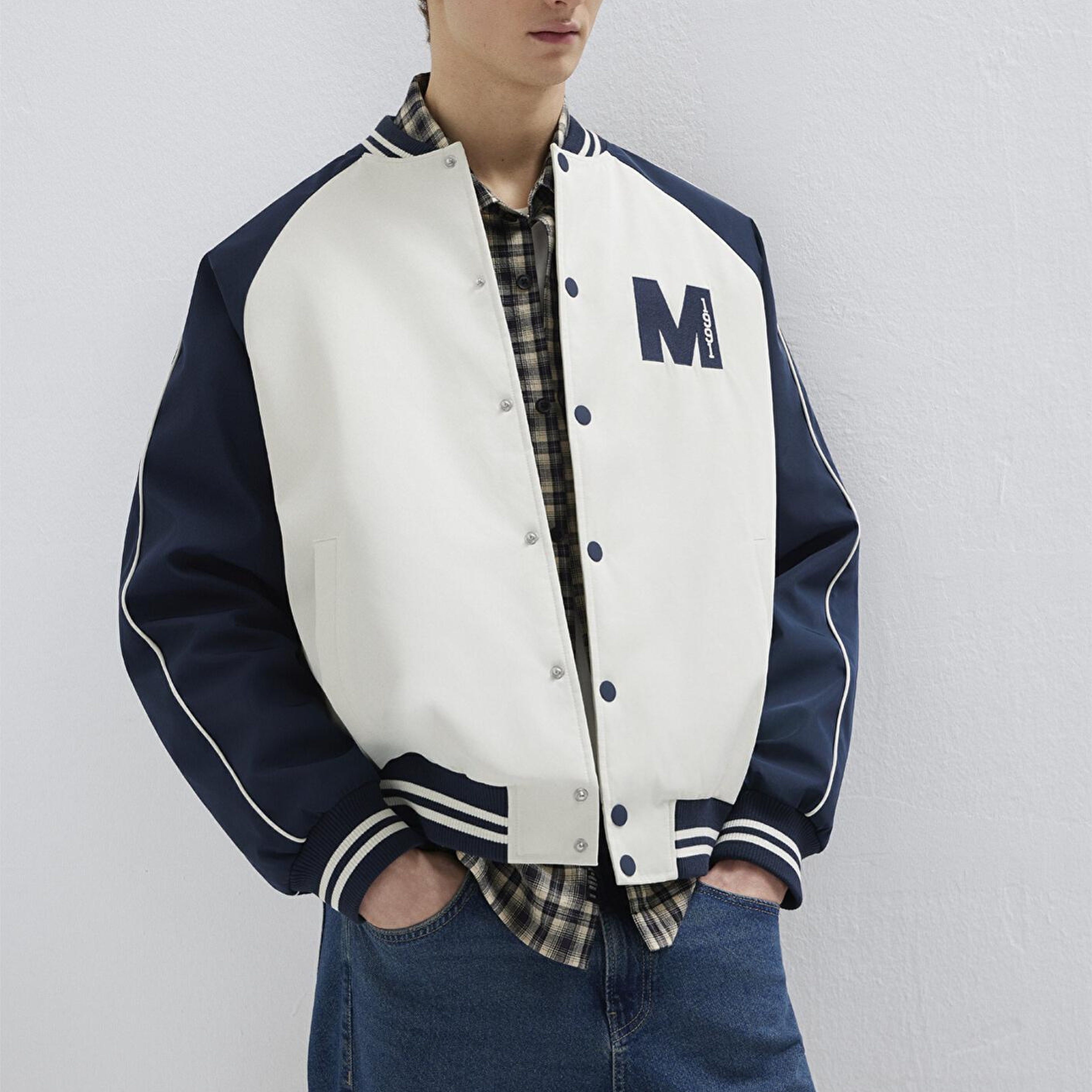 Mavi M Nakış Detaylı Ekru Ceket Loose Fit / Bol Rahat Kesim 0110768-86412