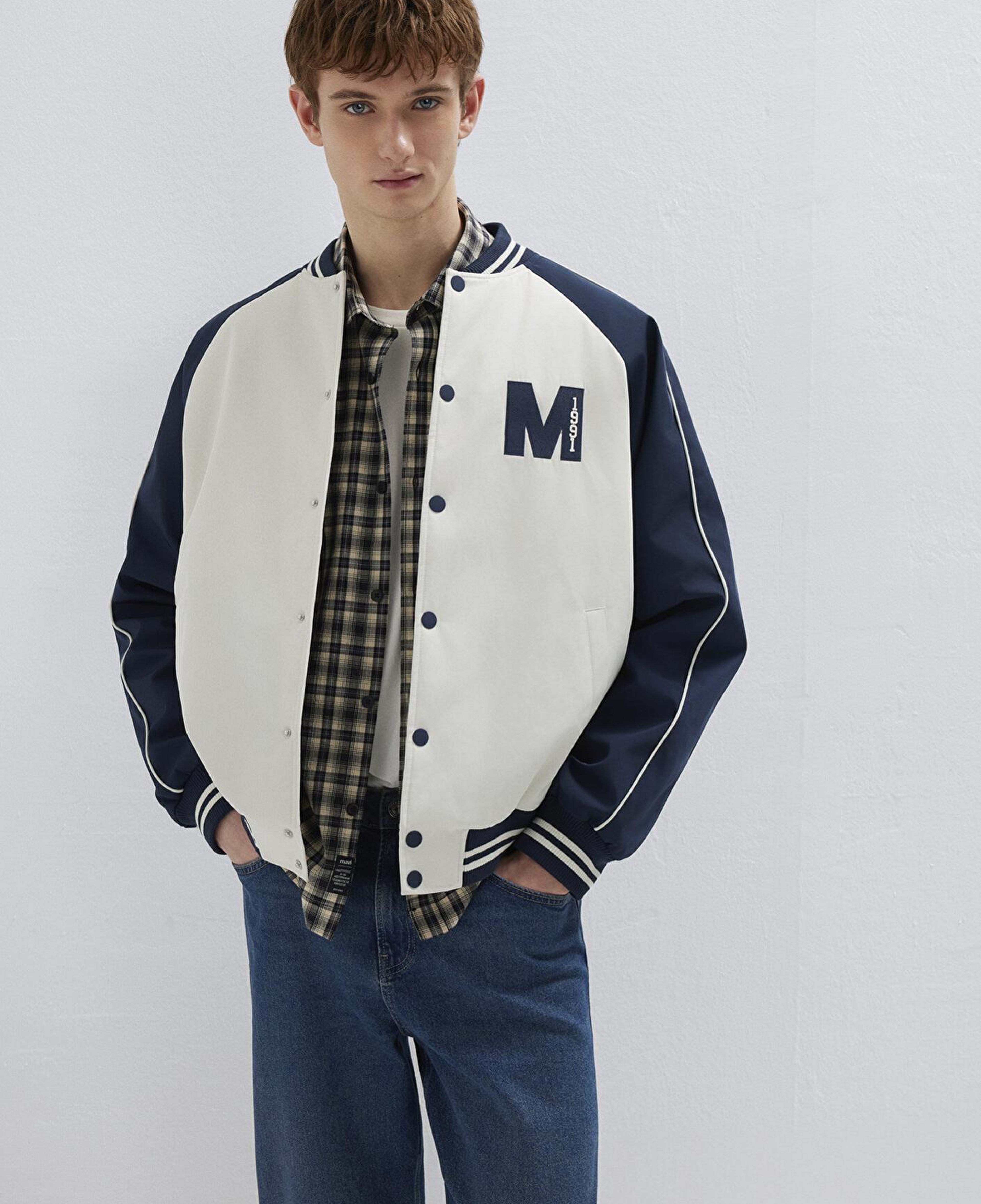 Mavi M Nakış Detaylı Ekru Ceket Loose Fit / Bol Rahat Kesim 0110768-86412